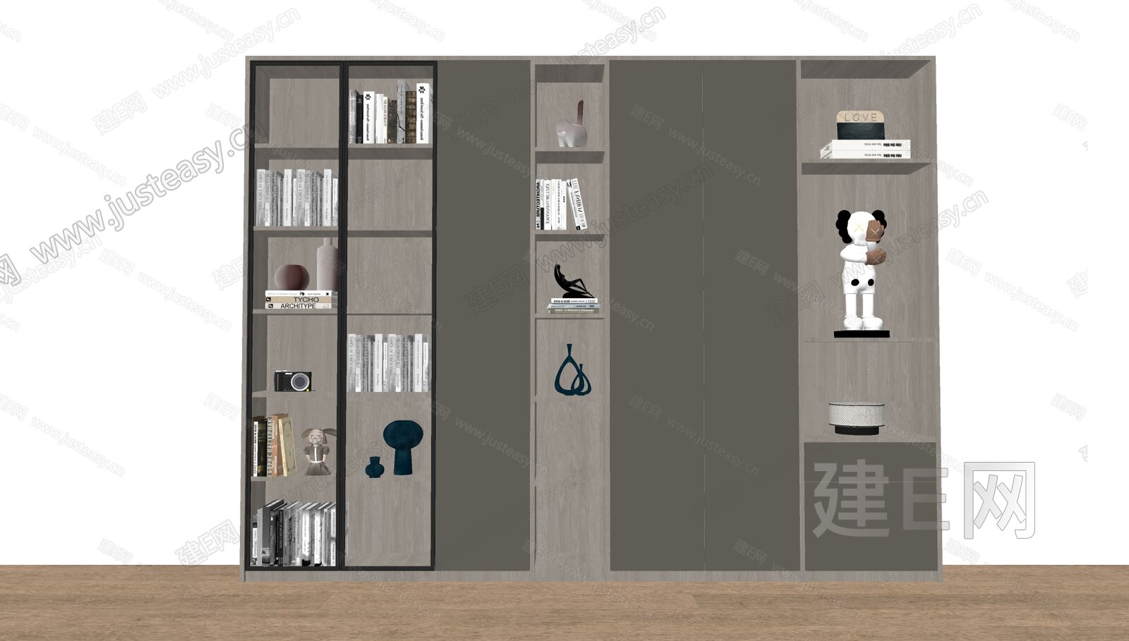 现代书柜模型SU模型下载[ID:113726677]_建e网su模型
