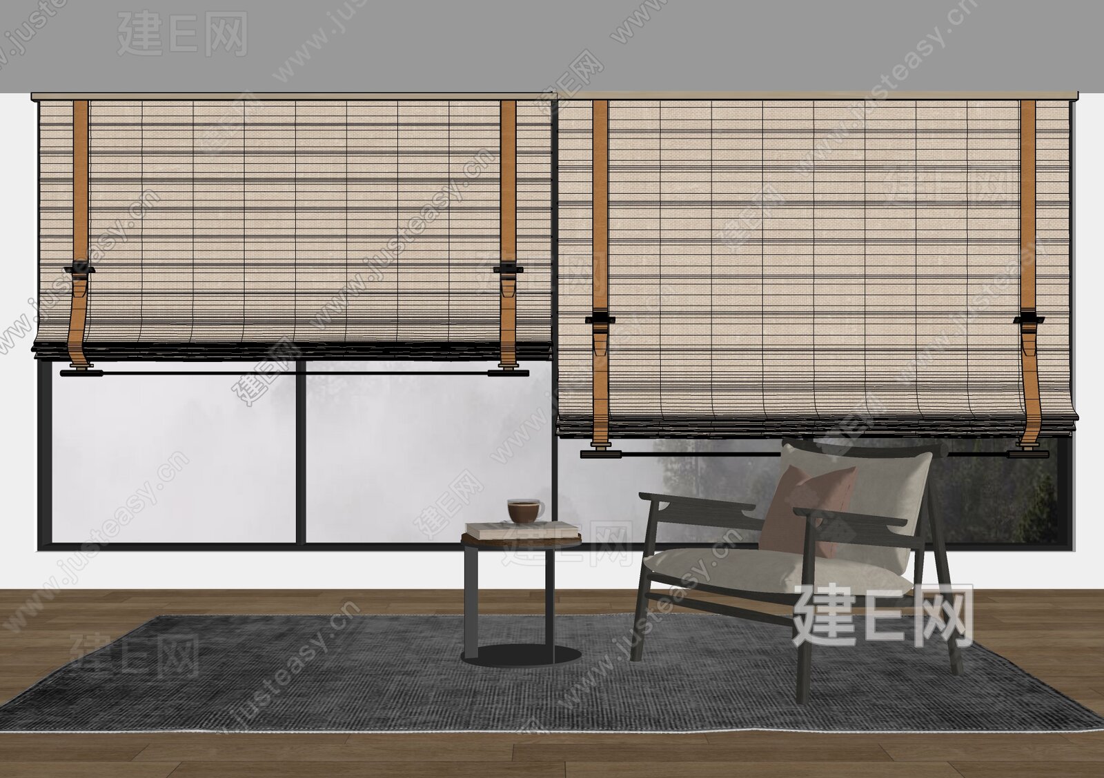 新中式竹帘 模型SU模型下载[ID:113333424]_建e网su模型