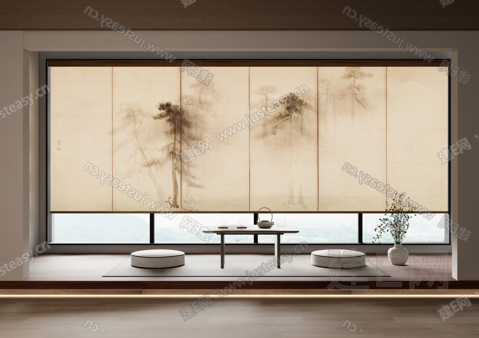 新中式卷帘模型SU模型下载[ID:115495996]_建e网su模型