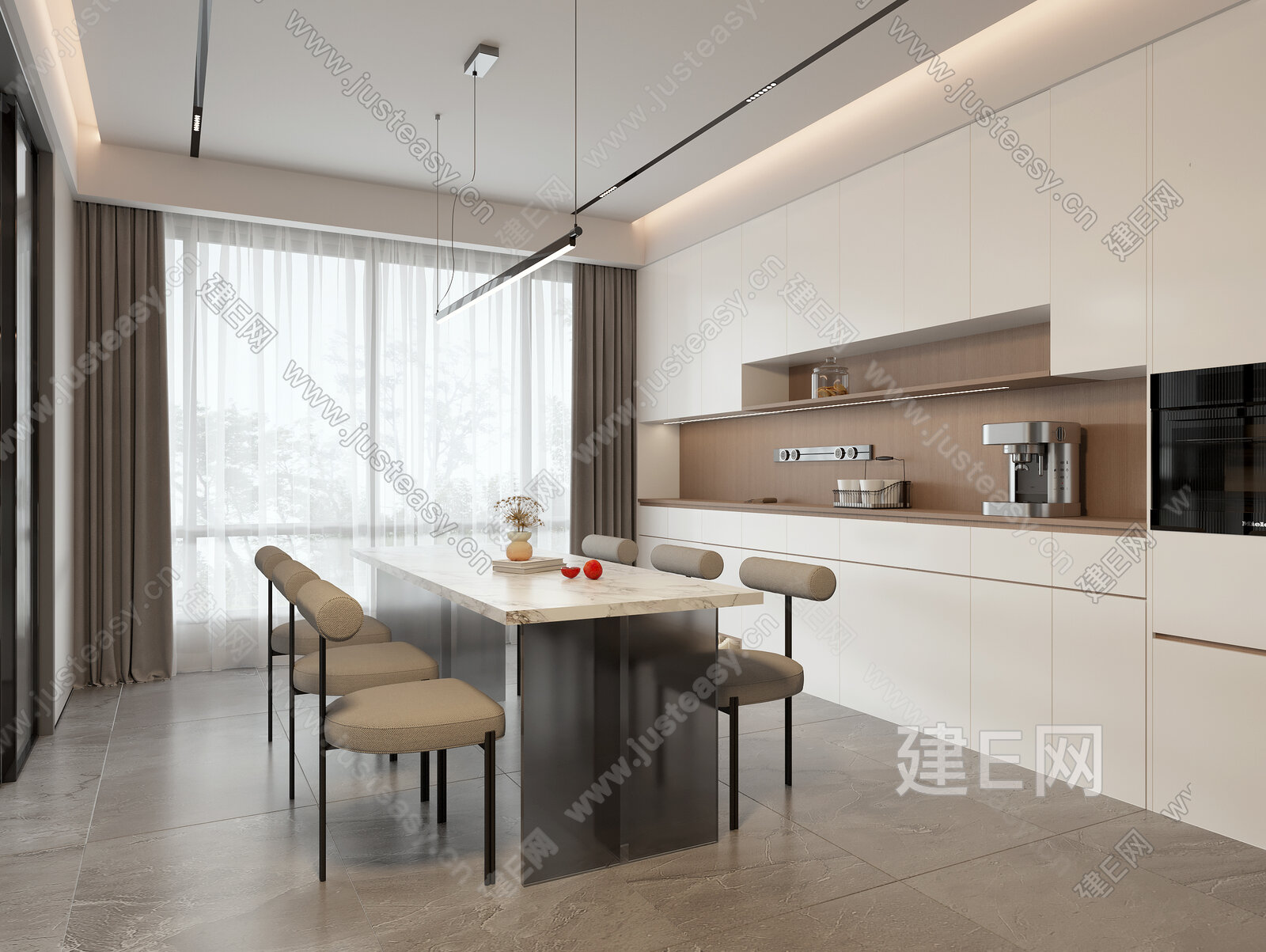 现代餐厅 模型SU模型下载[ID:114643980]_建e网su模型