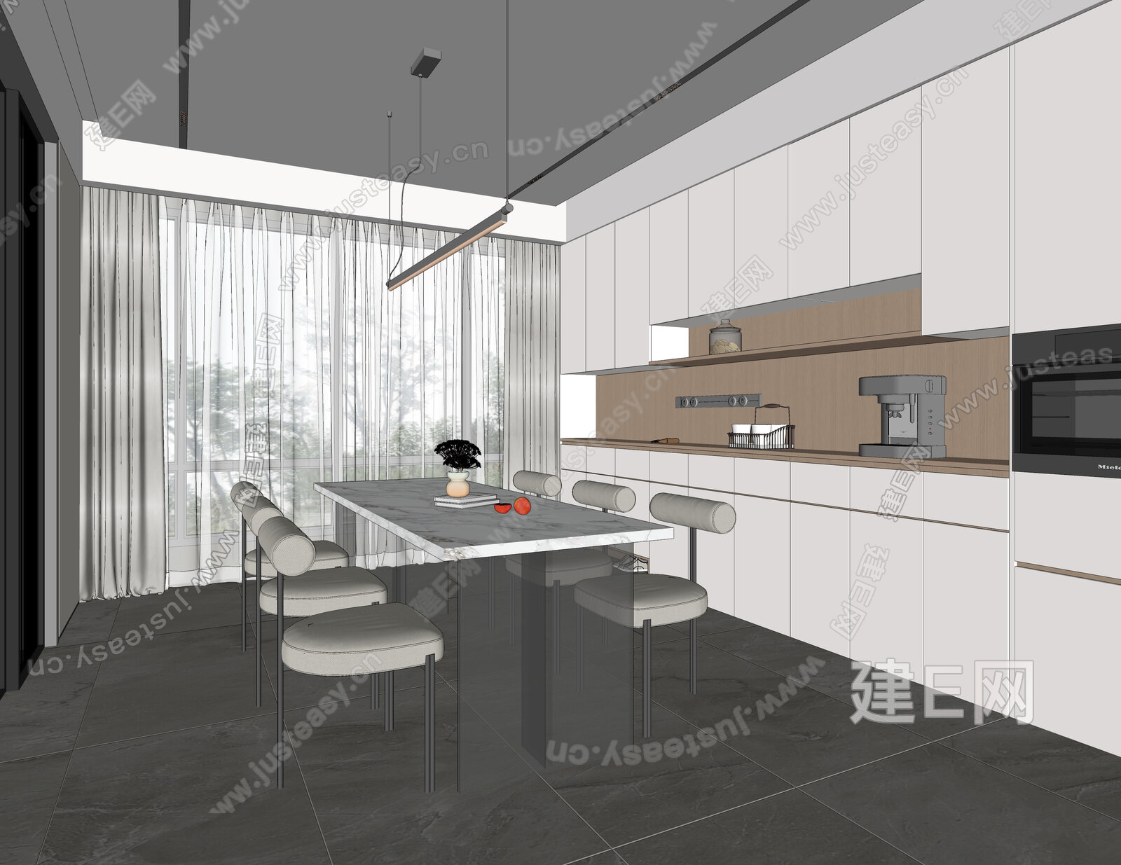 现代餐厅 模型SU模型下载[ID:114643980]_建e网su模型
