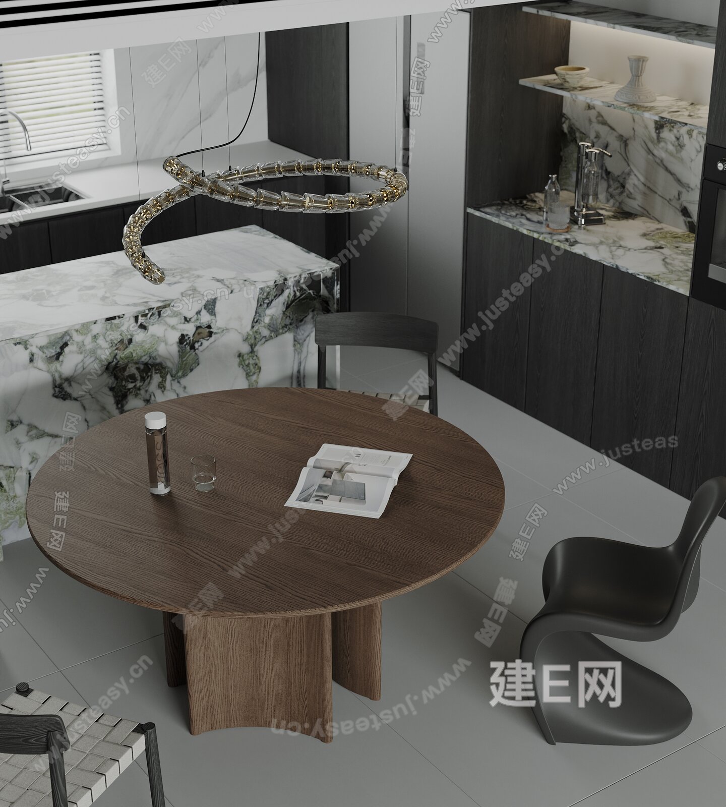 现代意式极简客餐厅模型SU模型下载[ID:115627031]_建e网su模型