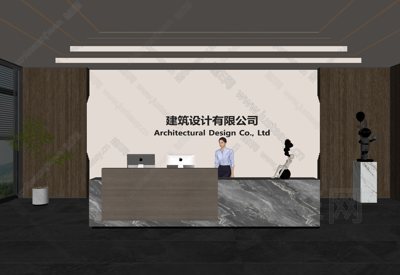 现代公司前台模型SU模型下载[ID:116151524]_建e网su模型