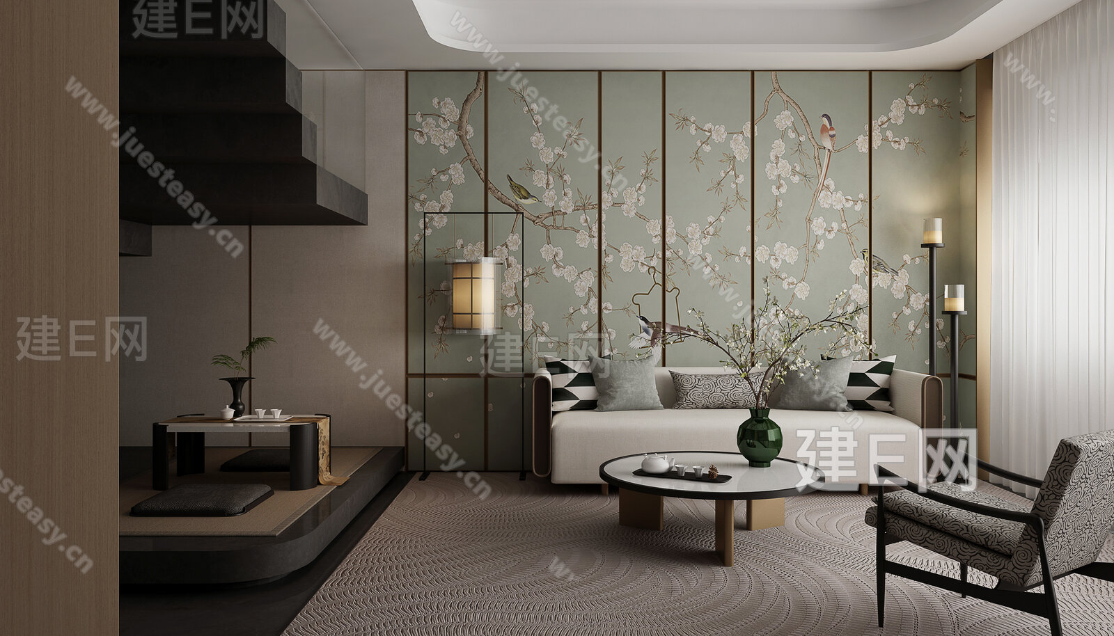春山秋水 新中式宋风茶室模型SU模型下载[ID:115954887]_建e网su模型
