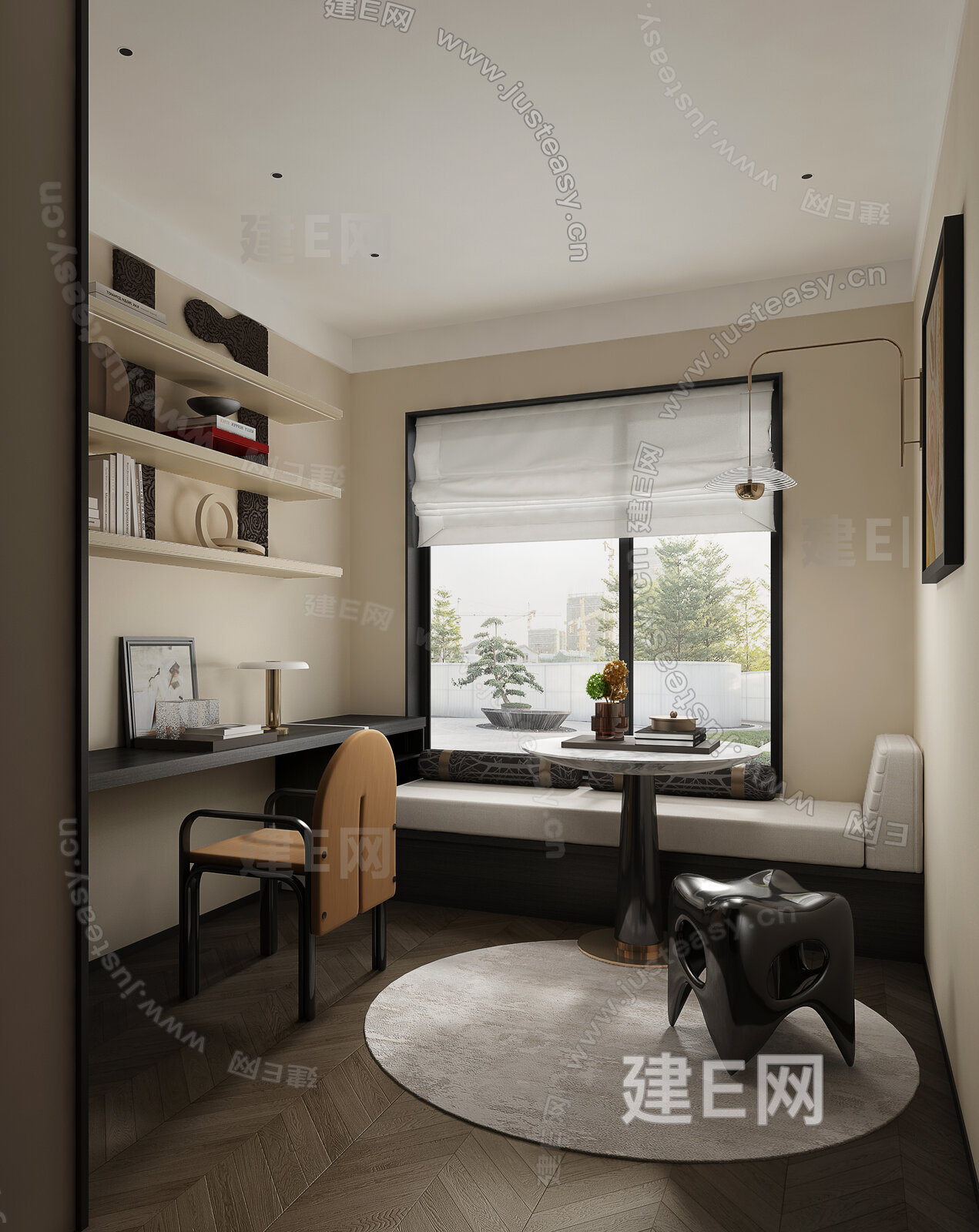 众睦设计 轻奢书房模型SU模型下载[ID:116479146]_建e网su模型