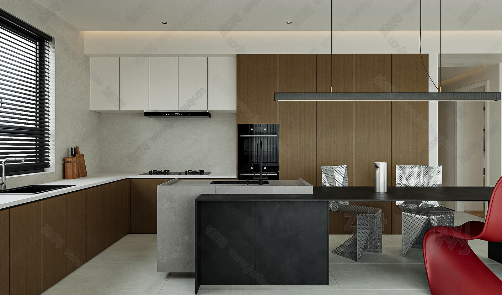 现代极简客餐厅模型SU模型下载[ID:116413538]_建e网su模型