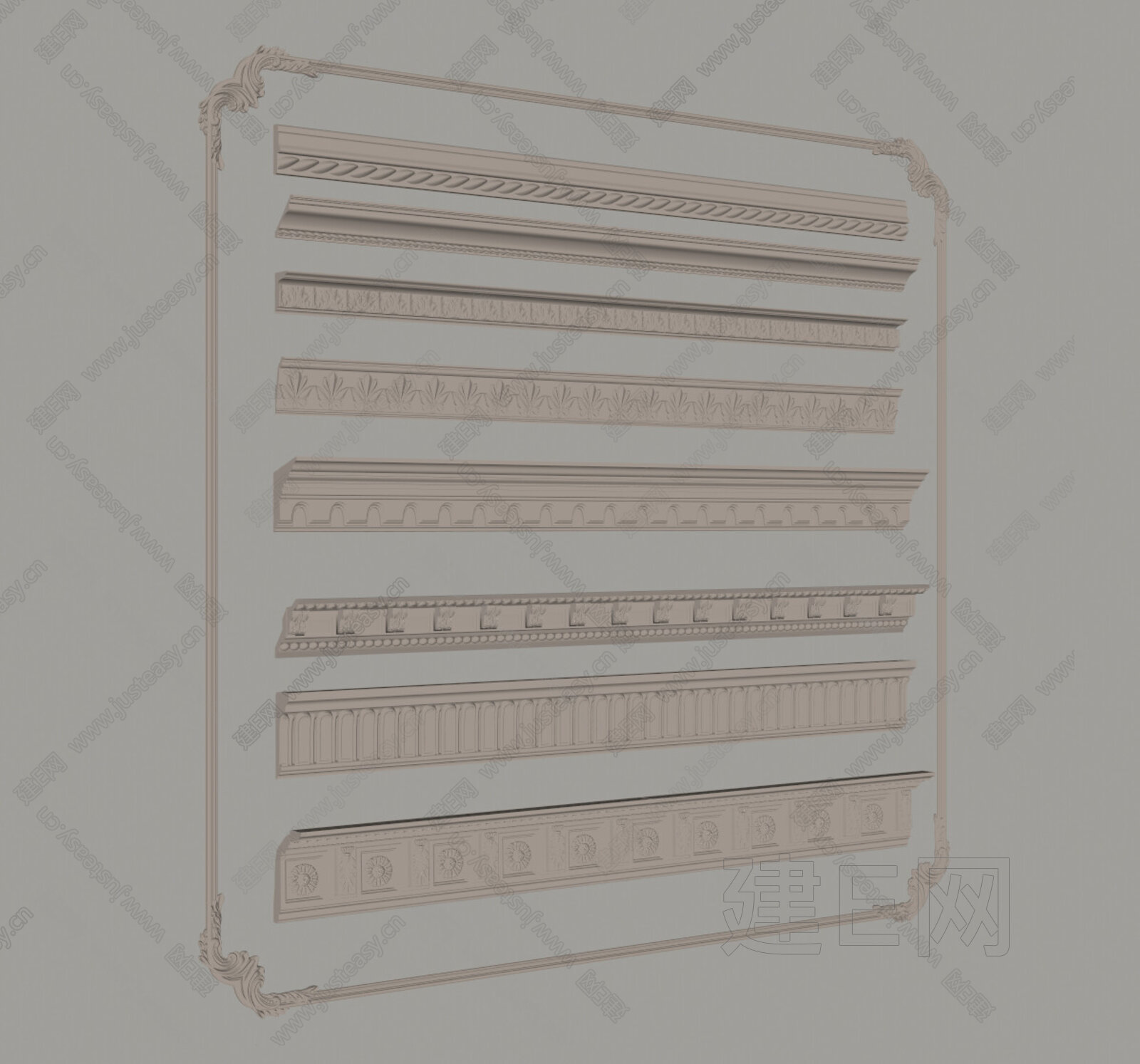 法式雕花石膏线模型SU模型下载[ID:117068902]_建e网su模型