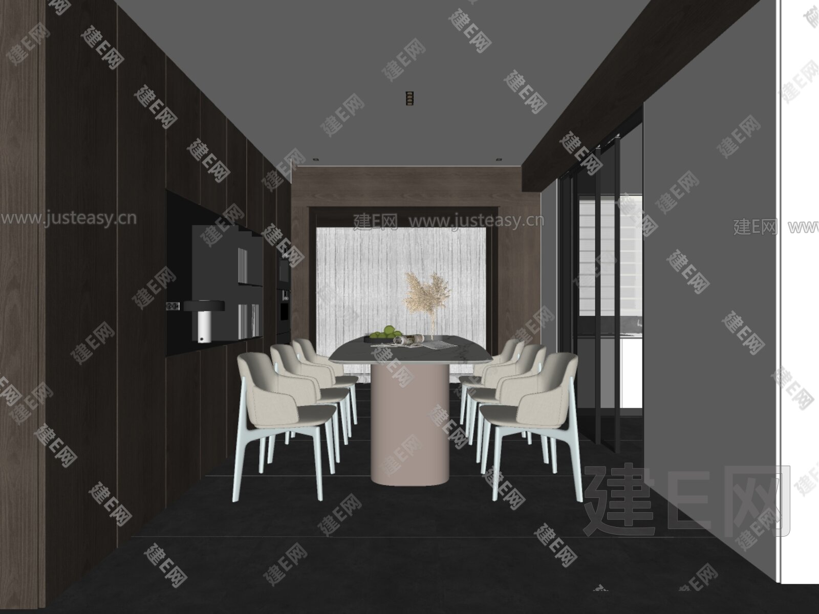 现代餐厅模型SU模型下载[ID:109335675]_建e网su模型