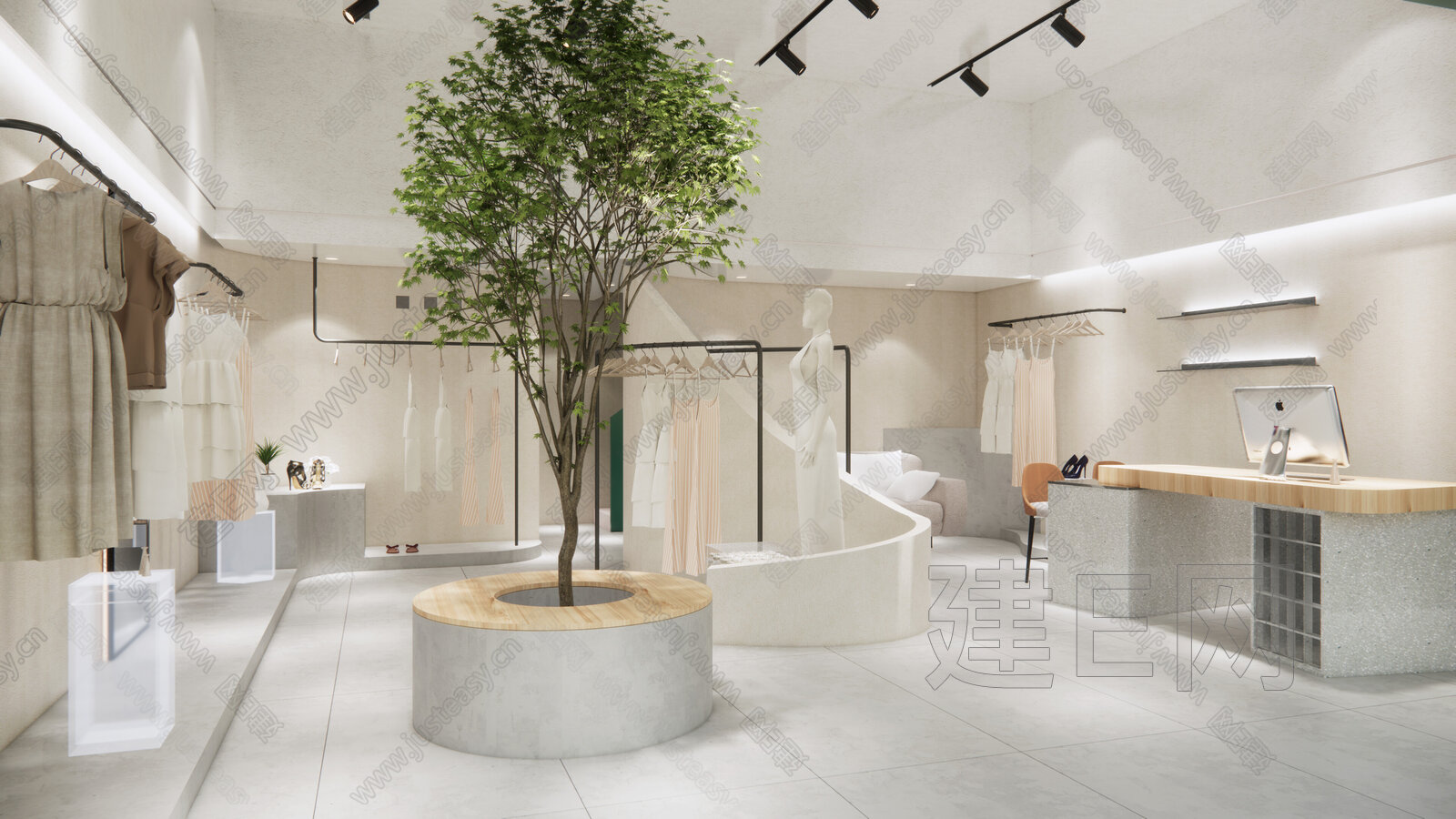 侘寂风服装店模型SU模型下载[ID:109466709]_建e网su模型
