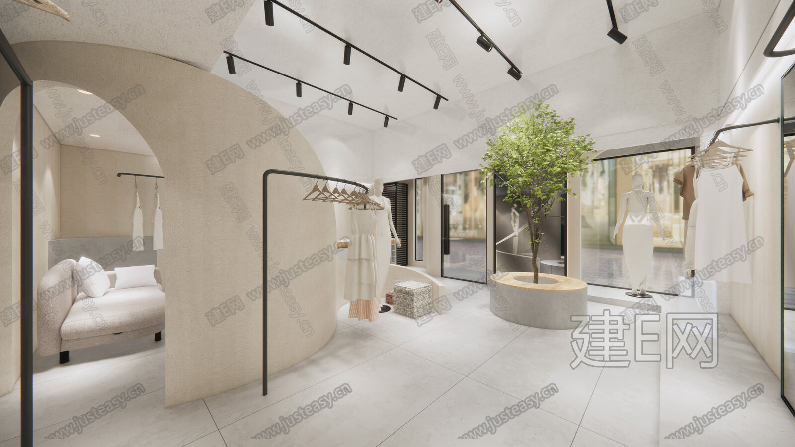 侘寂风服装店模型SU模型下载[ID:109466709]_建e网su模型
