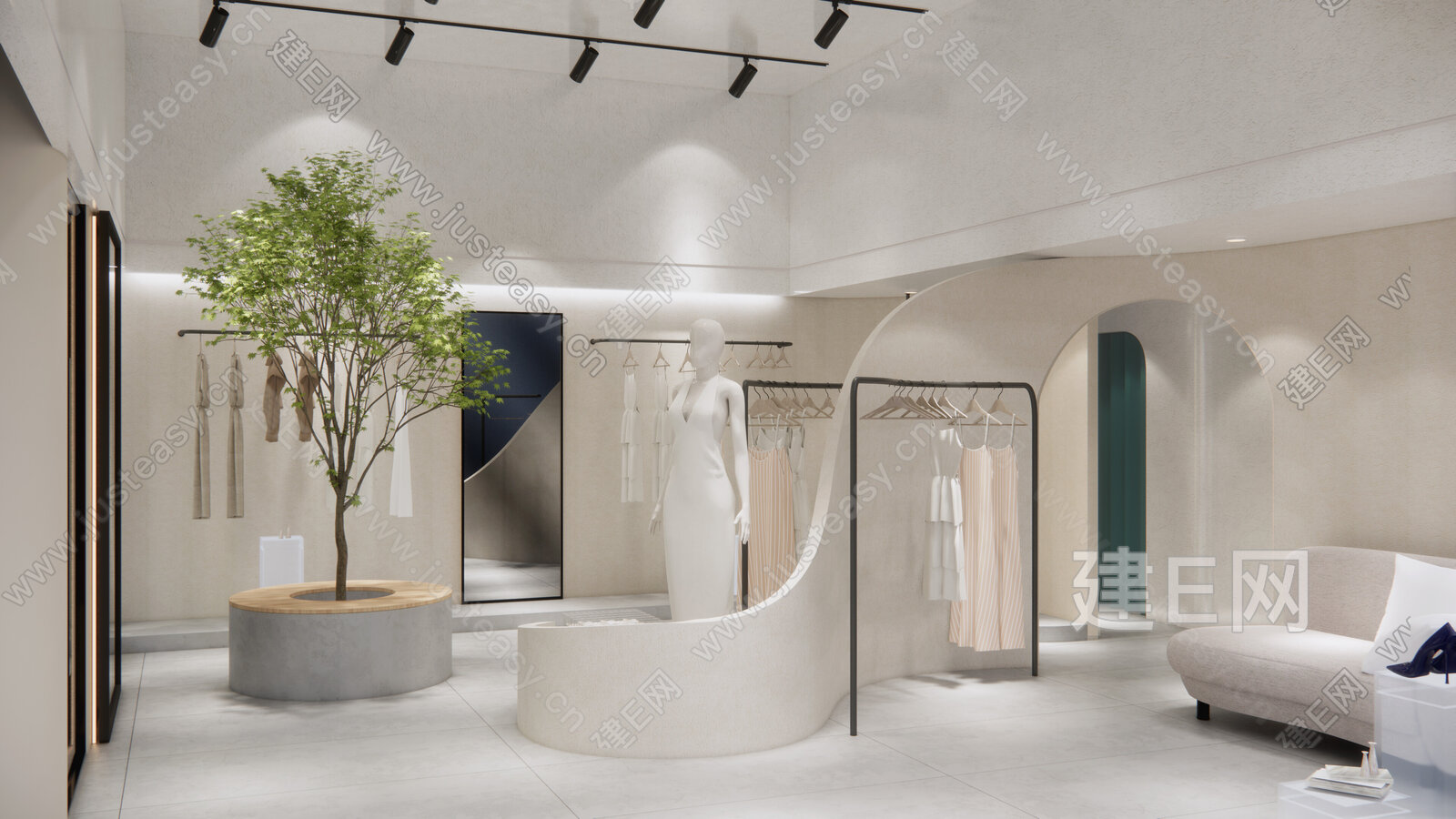 侘寂风服装店模型SU模型下载[ID:109466709]_建e网su模型