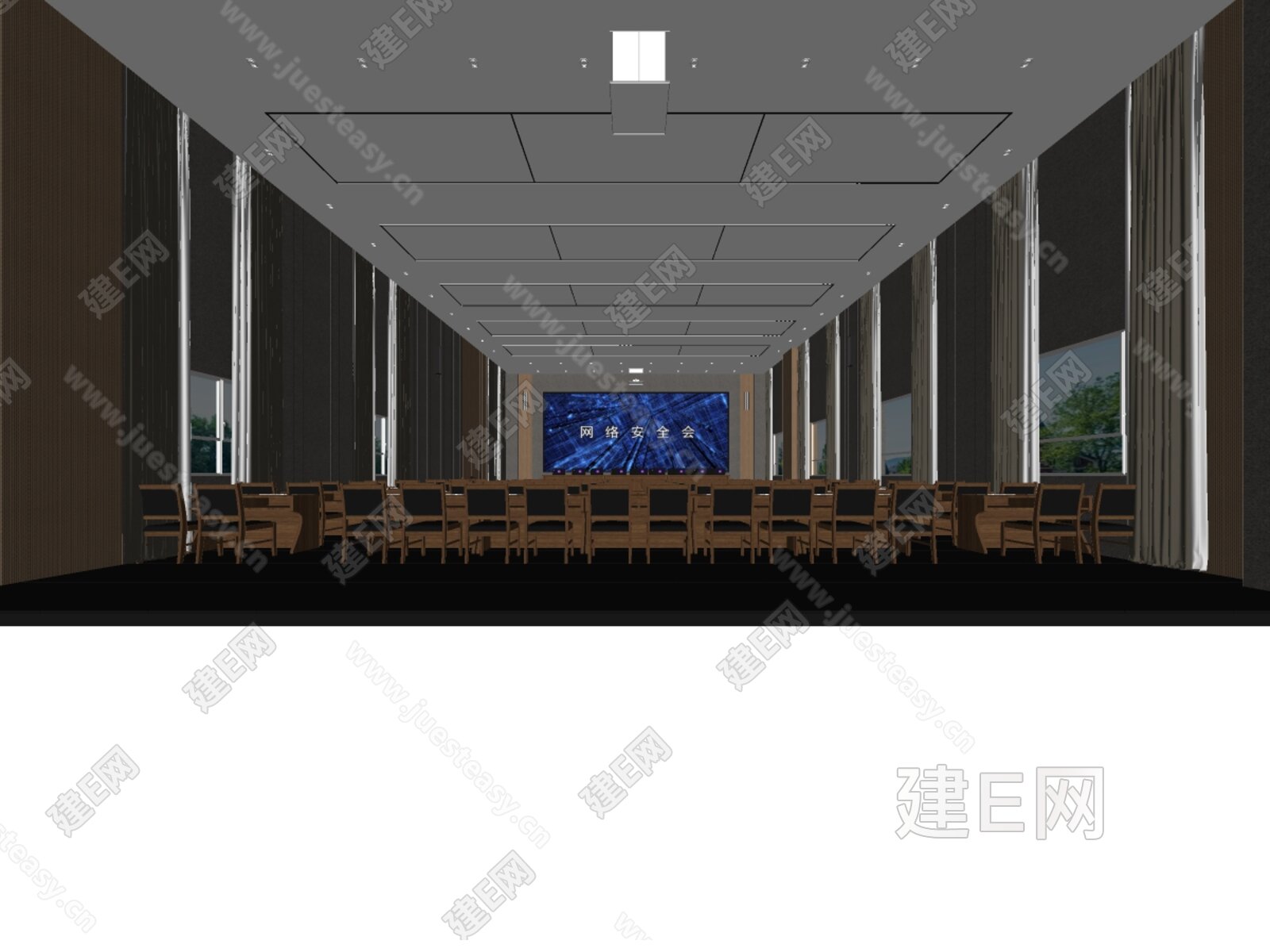 现代风格会议室 行政单位会议室 小型会议室 通用会议室 机关会议室模型SU模型下载[ID:109728824]_建e网su模型