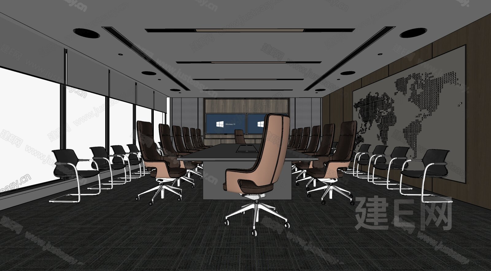 现代会议室模型SU模型下载[ID:113202365]_建e网su模型