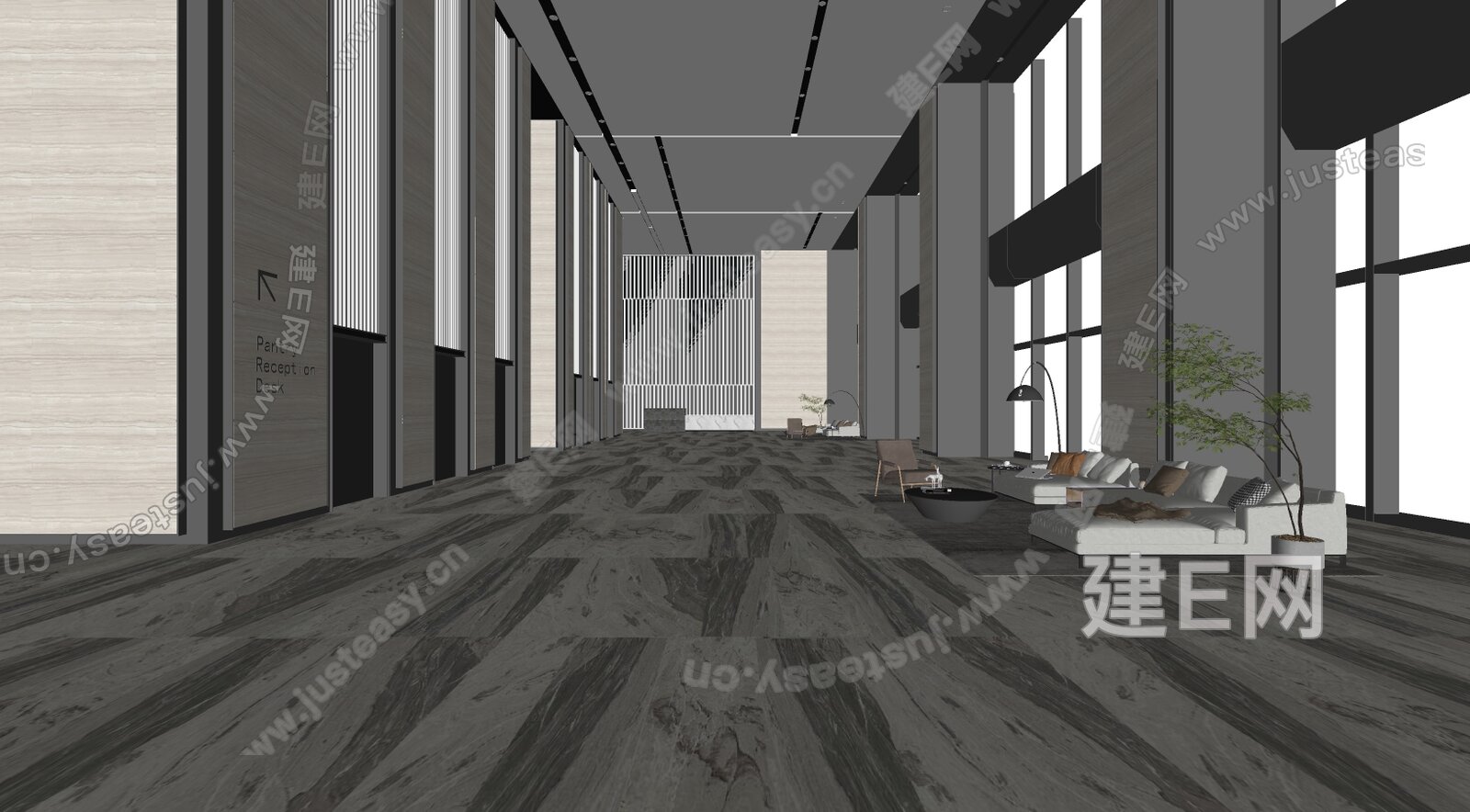 现代办公大堂模型SU模型下载[ID:113202373]_建e网su模型