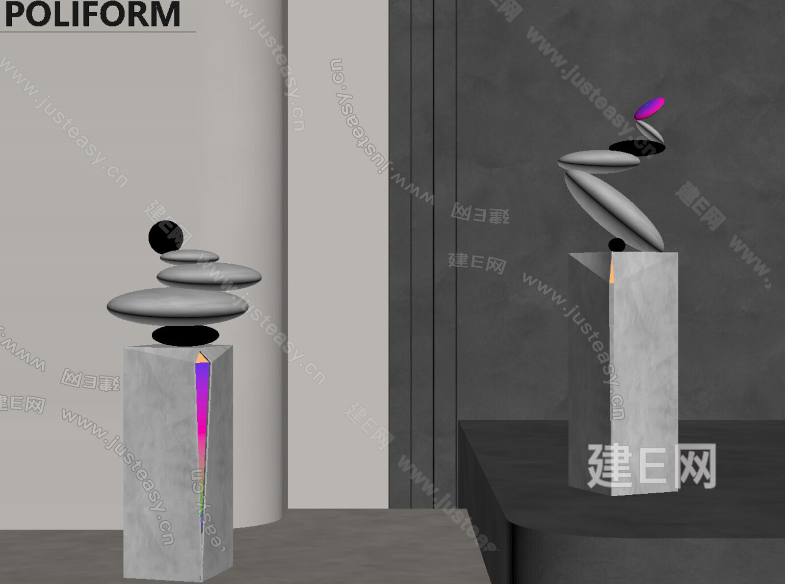 雕塑模型SU模型下载[ID:105863071]_建e网su模型