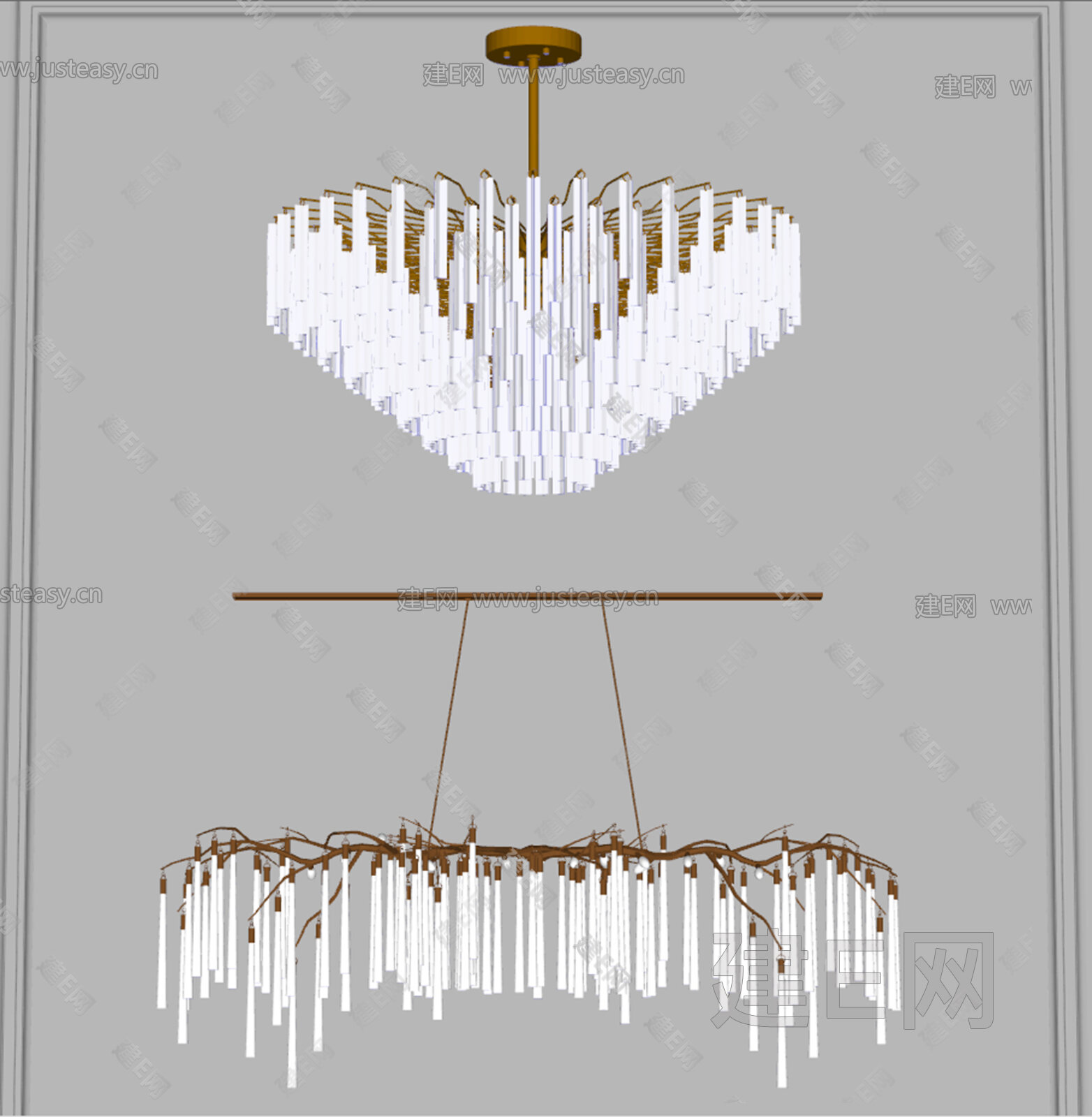 现代轻奢水晶吊灯模型SU模型下载[ID:105797431]_建e网su模型