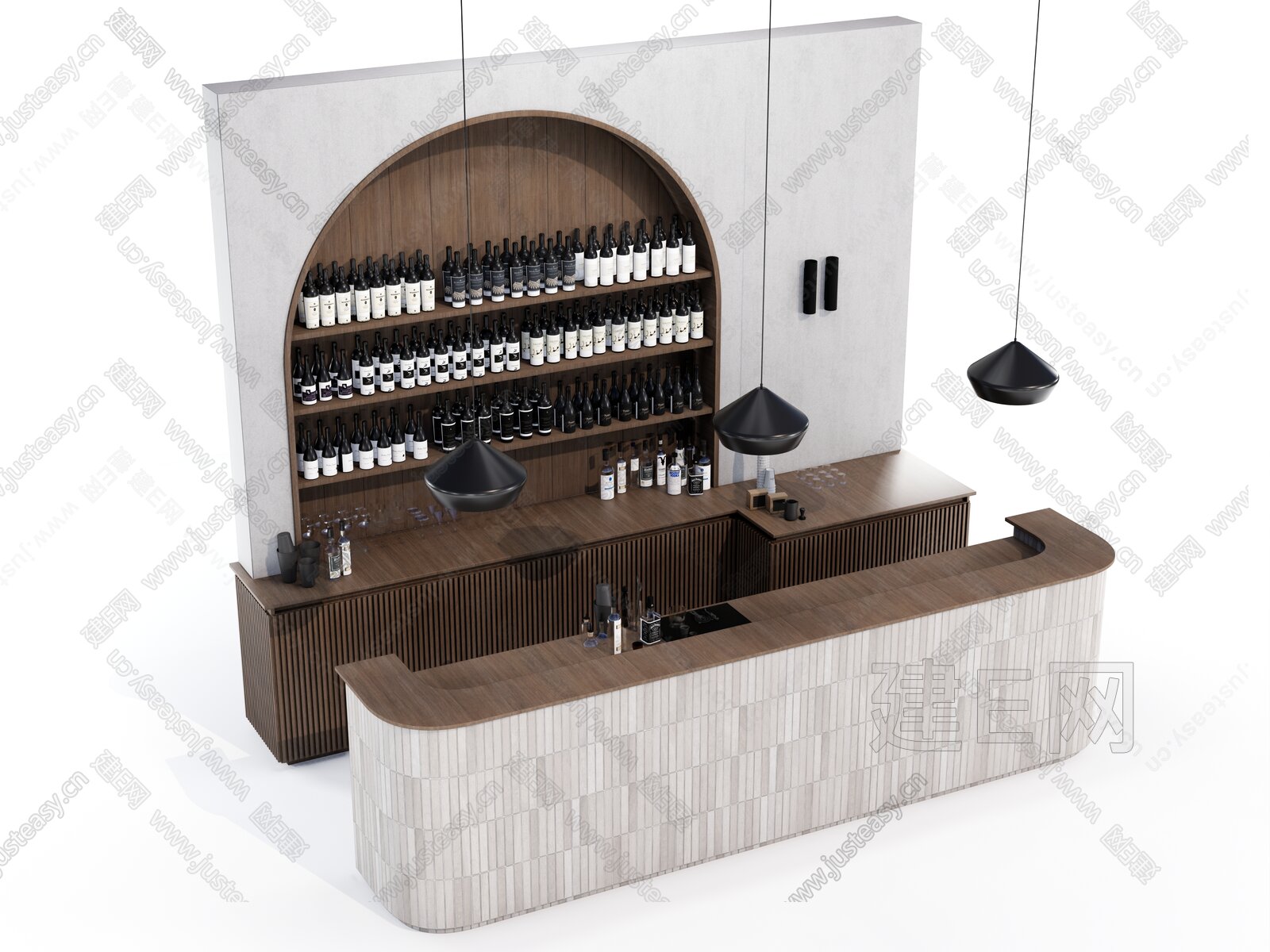 现代复古酒吧前台模型SU模型下载[ID:107698045]_建e网su模型