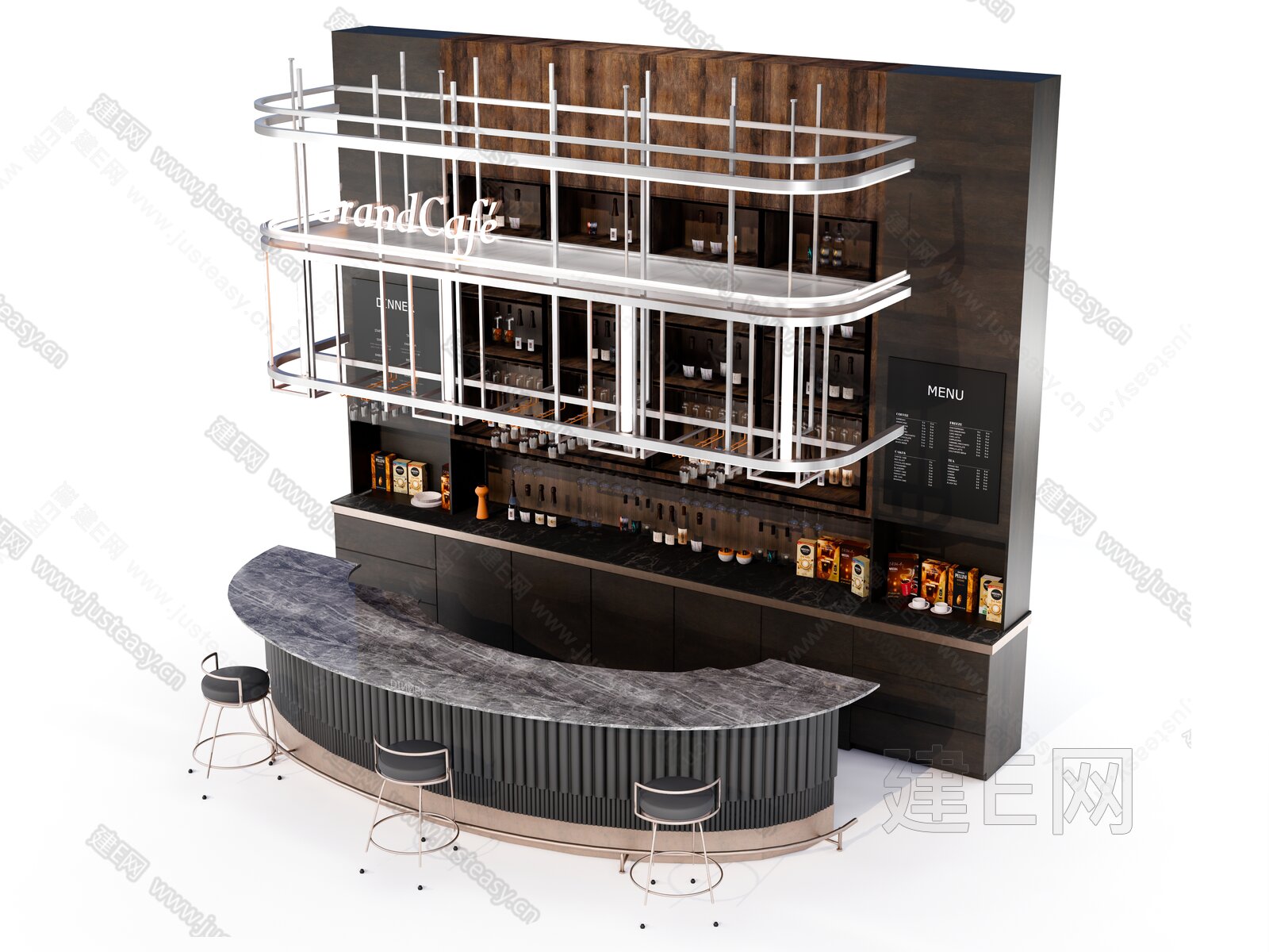 现代复古酒吧前台模型SU模型下载[ID:107698044]_建e网su模型