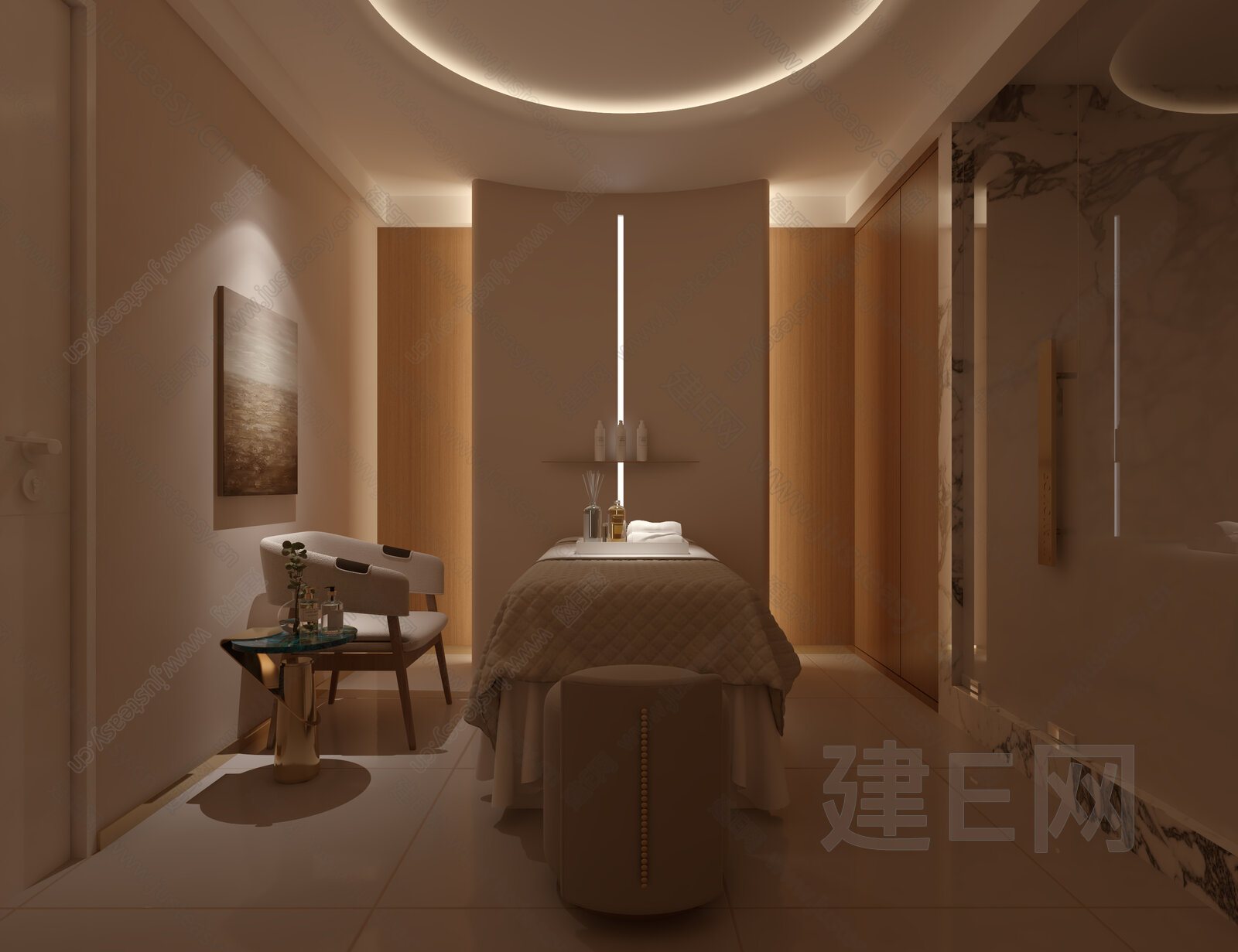 侘寂风美容SPA模型SU模型下载[ID:108484553]_建e网su模型