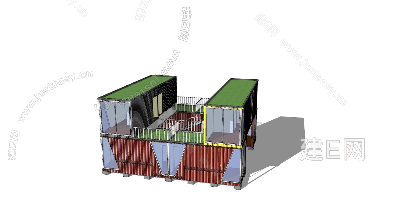 现代集装箱活动房模型SU模型下载[ID:103110457]_建e网su模型