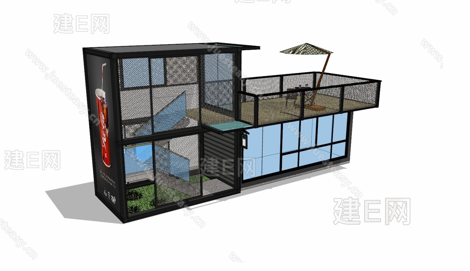 现代集装箱活动房模型SU模型下载[ID:103897035]_建e网su模型
