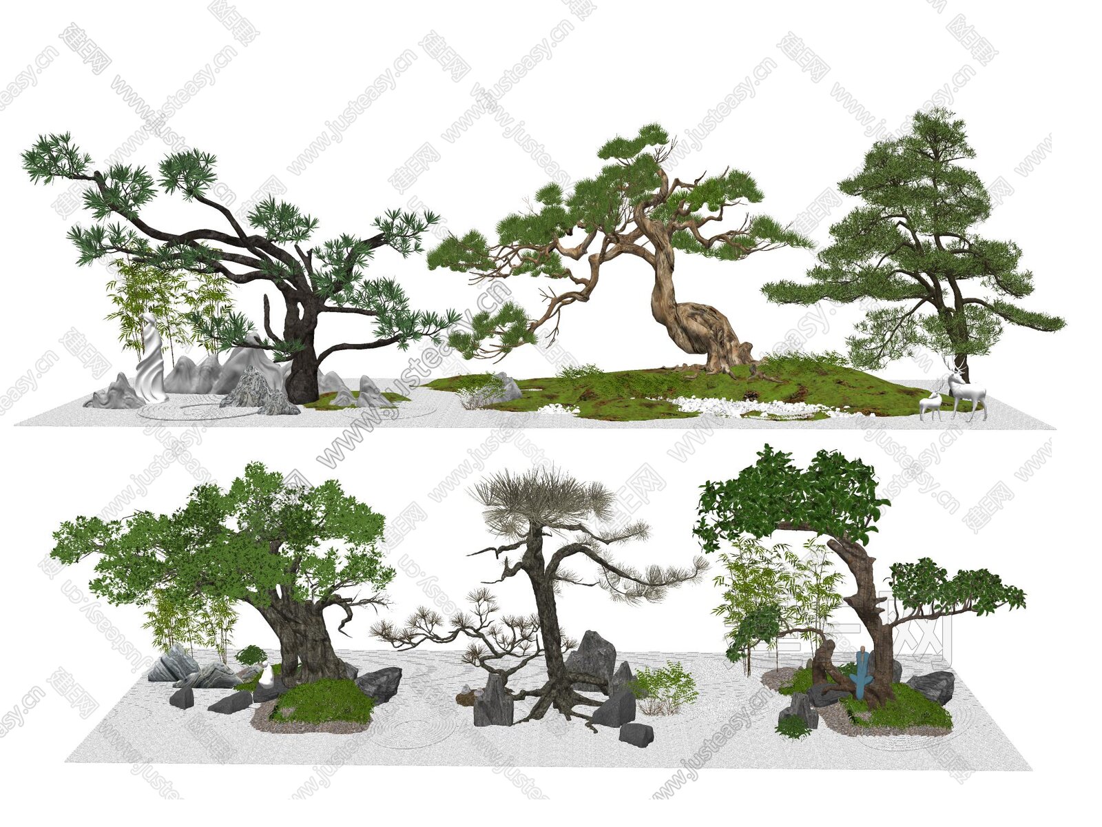 景观植物造型树罗汉松黑松造型松油松景观树观赏树模型SU模型下载[ID:104683392]_建e网su模型