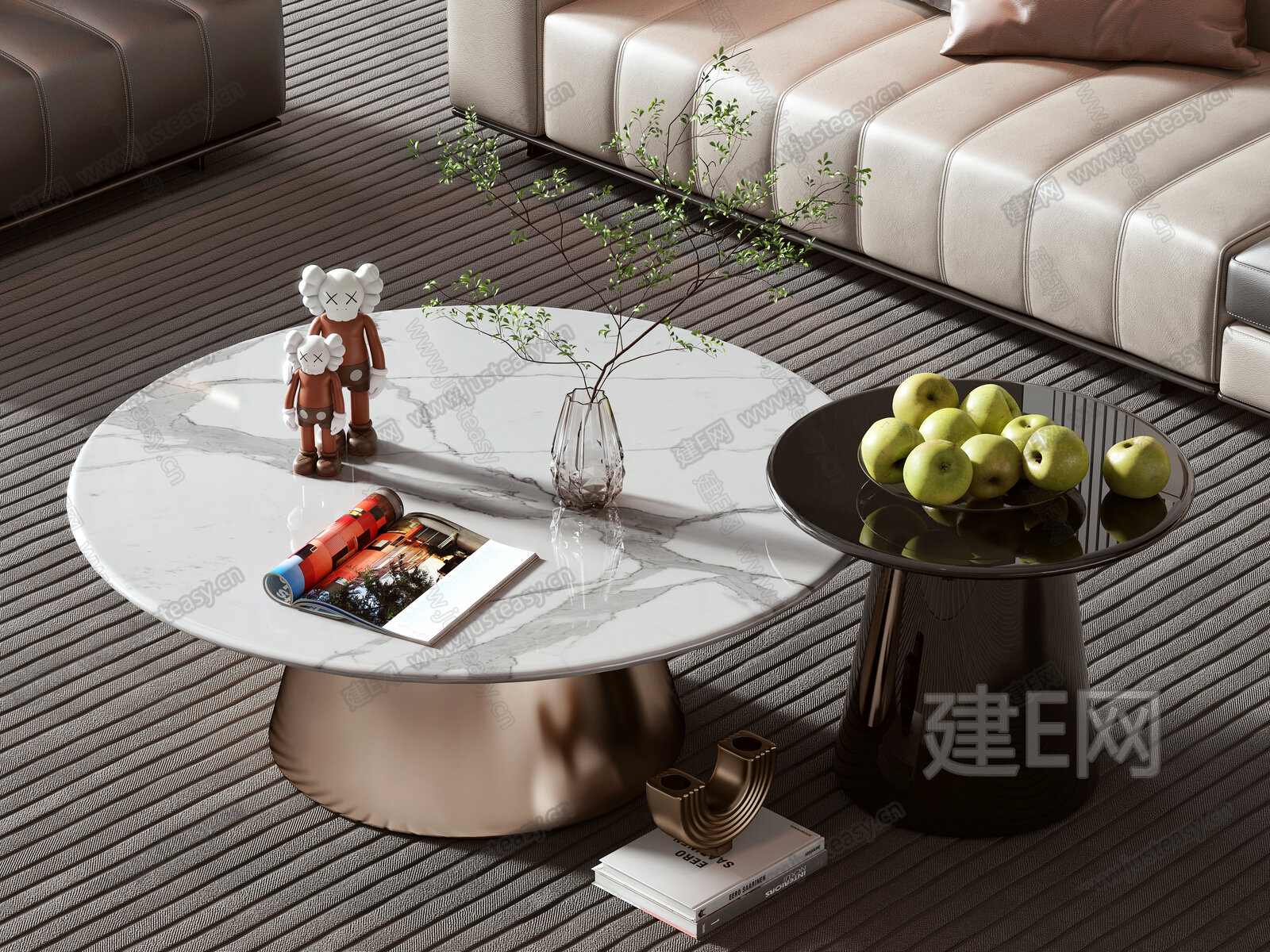 Minotti 现代茶几 大理石模型SU模型下载[ID:104355823]_建e网su模型