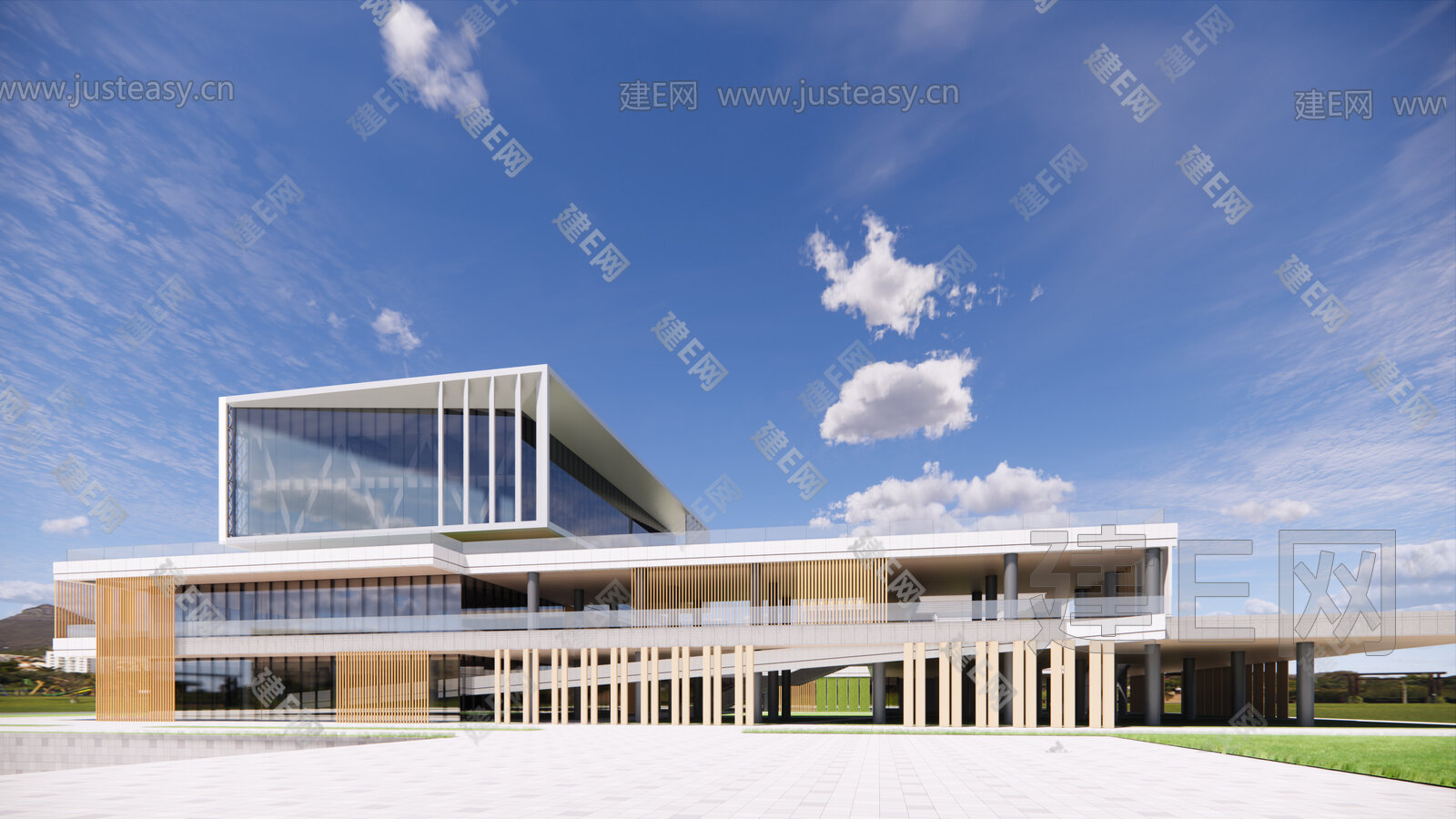 现代风格文化艺术中心模型SU模型下载[ID:113727447]_建e网su模型