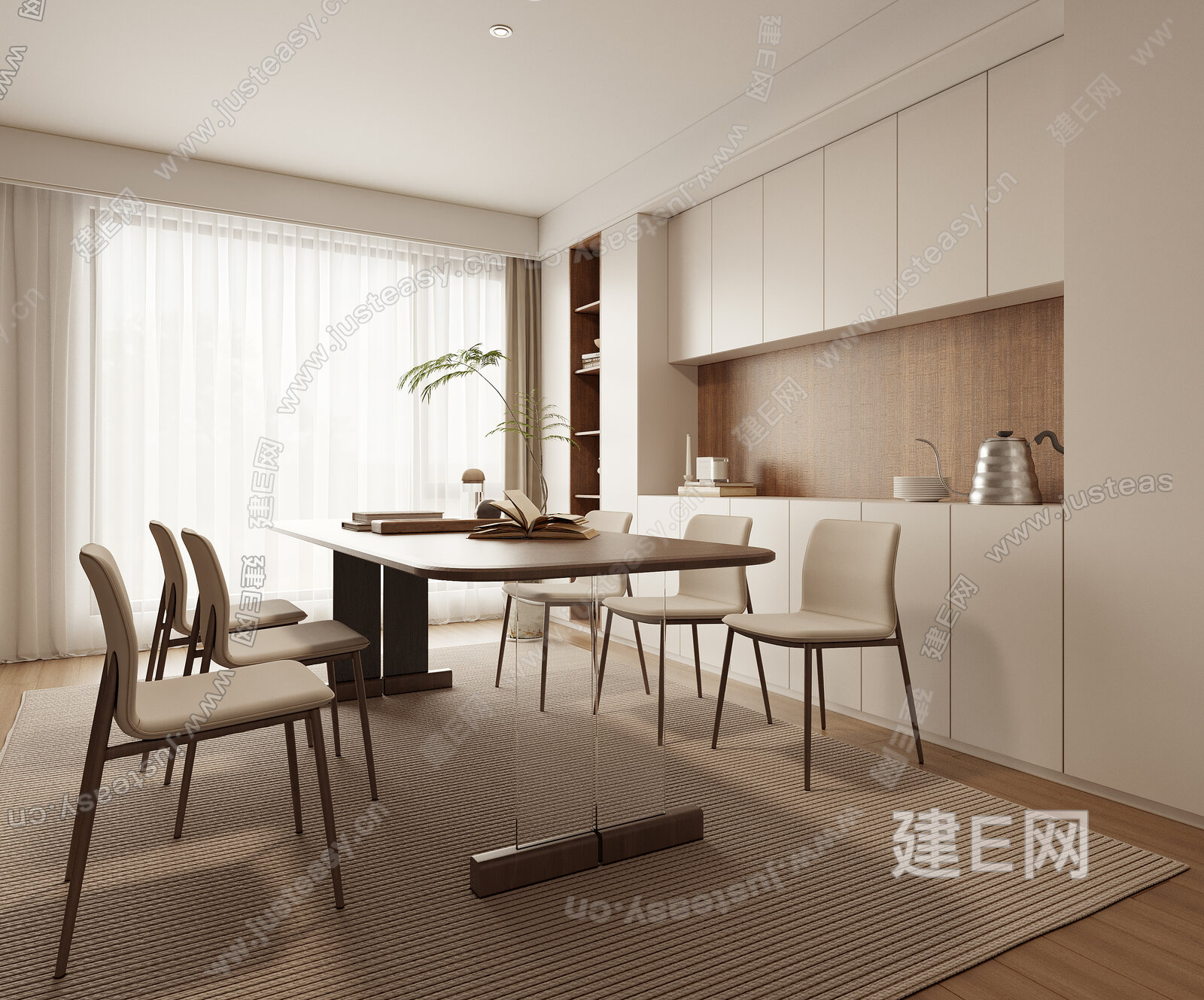 侘寂风餐厅 中古餐厅 餐桌椅模型SU模型下载[ID:114120641]_建e网su模型