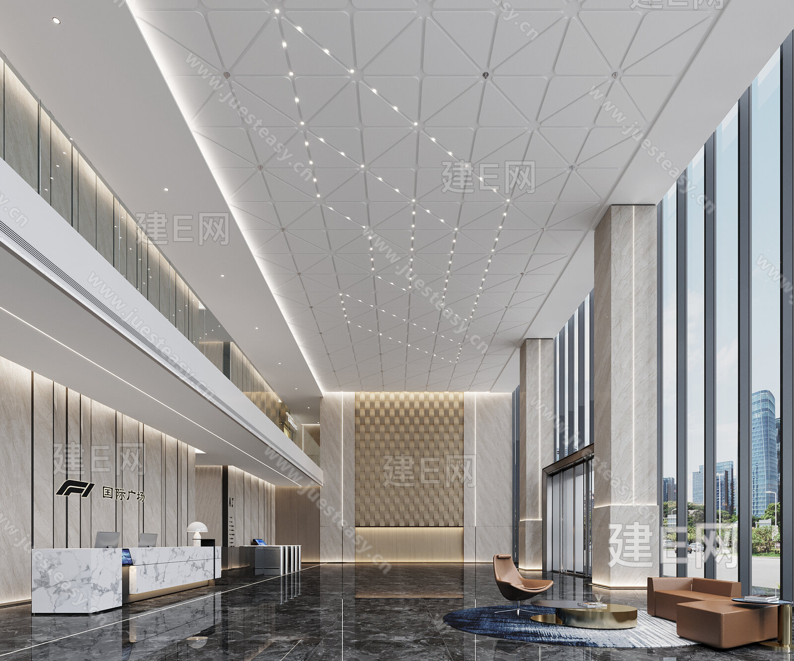 现代办公大堂3d模型下载[ID:112942785]_建e网3d模型