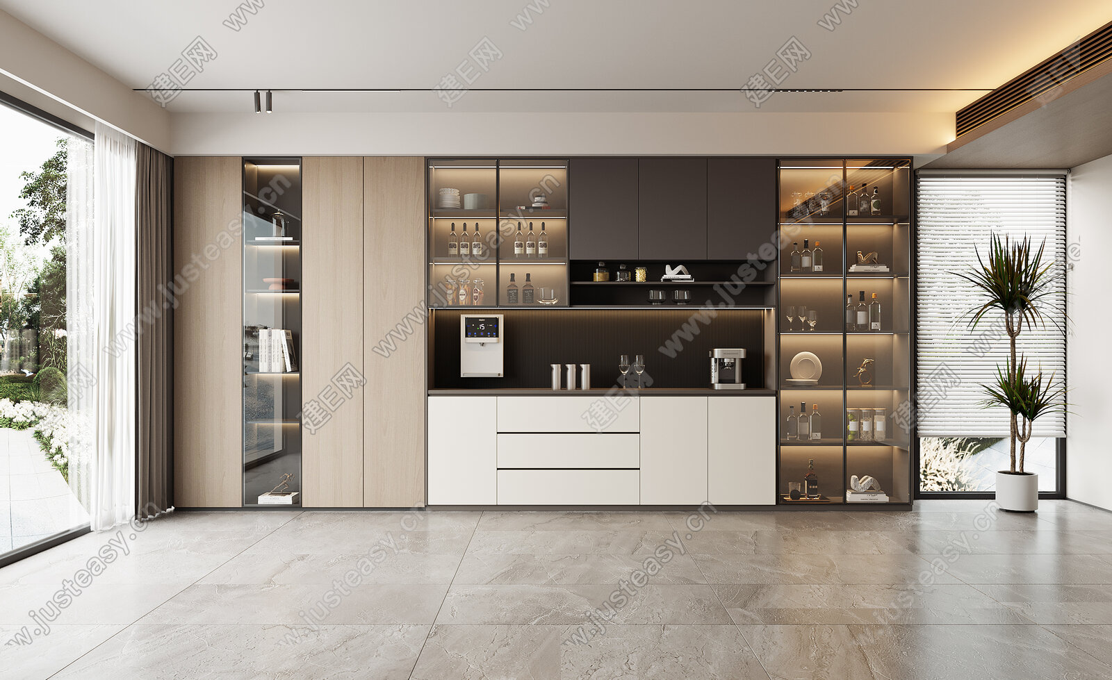 现代酒柜 餐边柜模型SU模型下载[ID:115562334]_建e网su模型