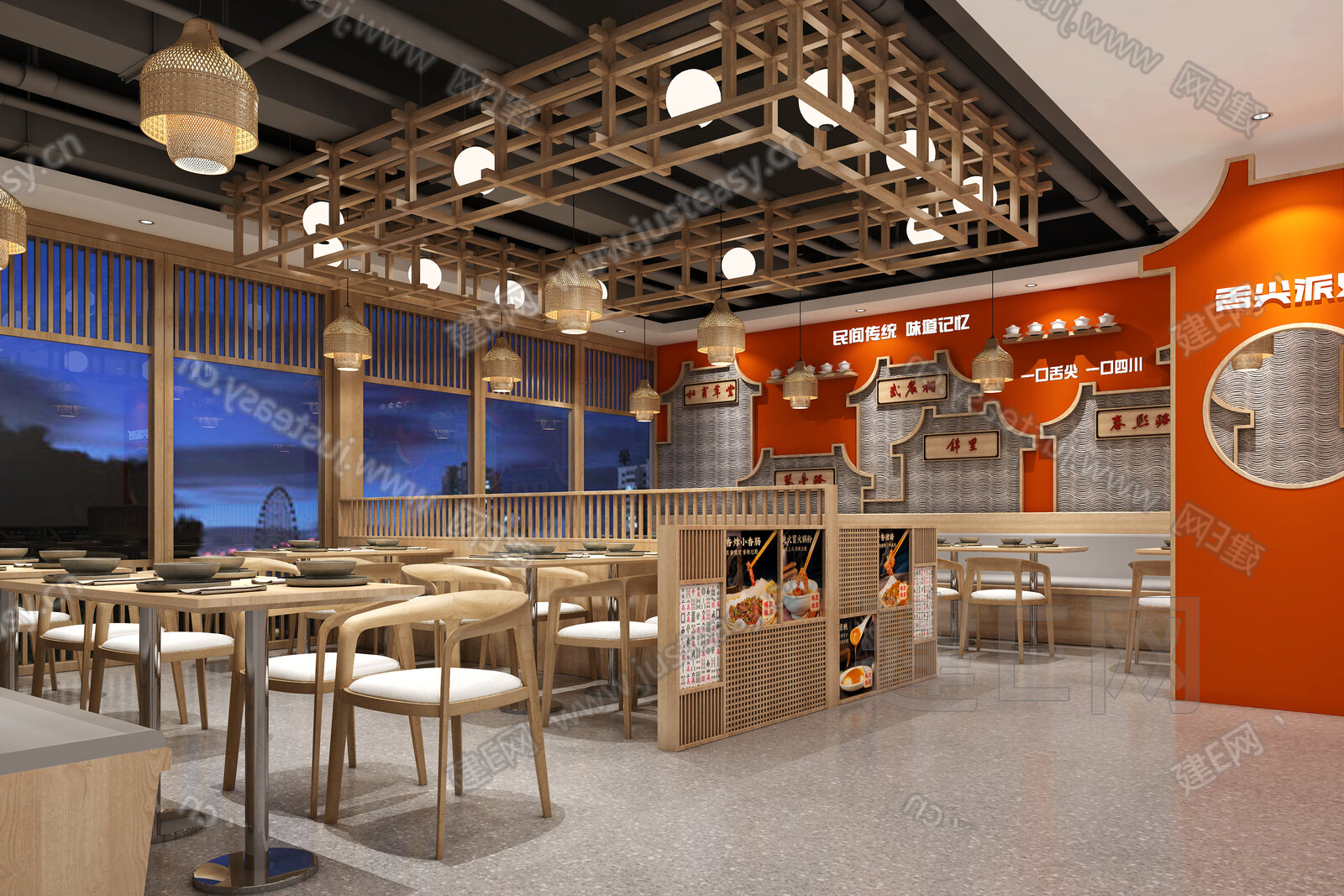 新中式火锅店3d模型下载[ID:107110777]_建e网3d模型