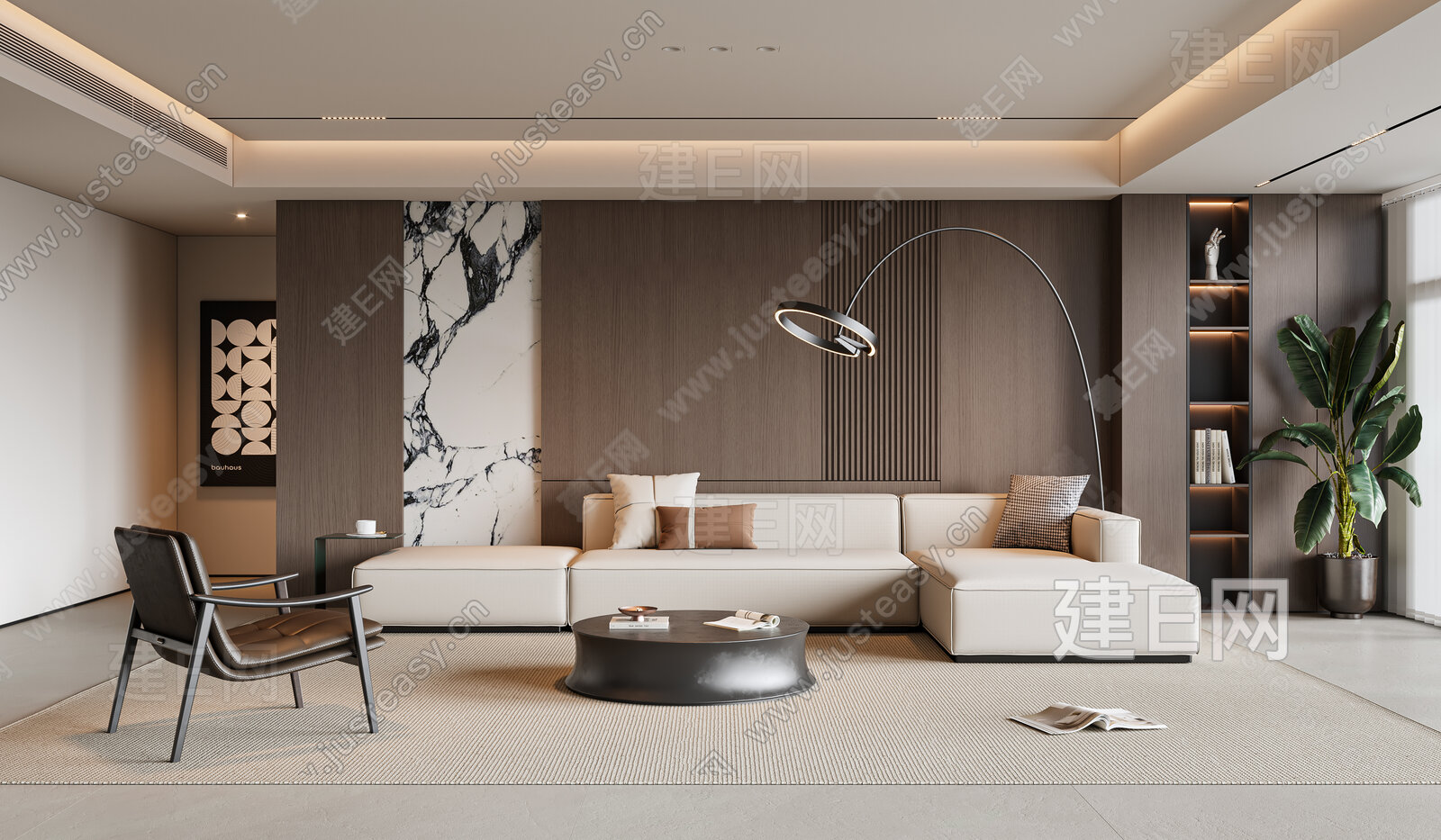 现代客厅模型SU模型下载[ID:117004135]_建e网su模型