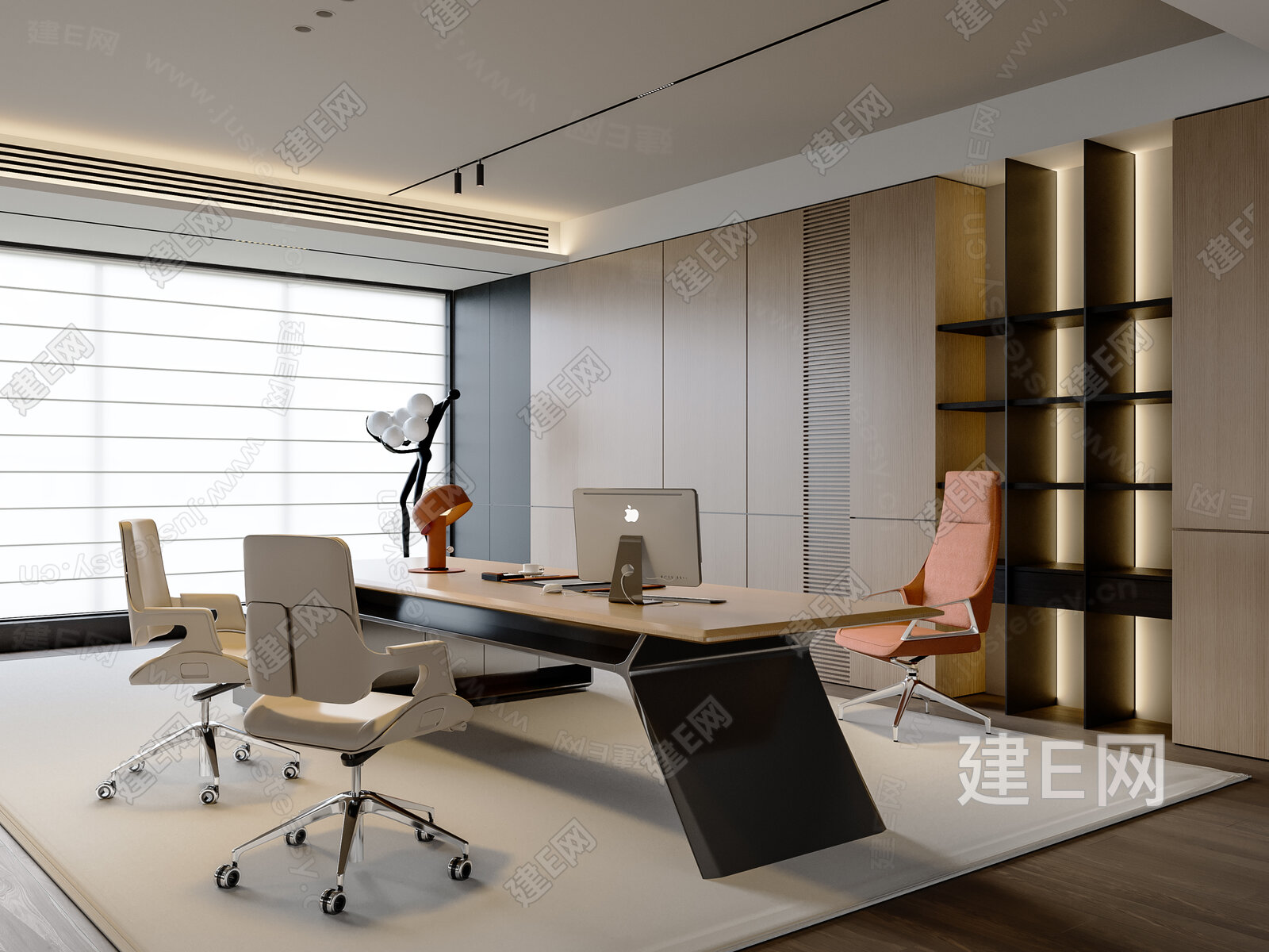 现代经理办公室3d模型下载[ID:102392099]_建e网3d模型