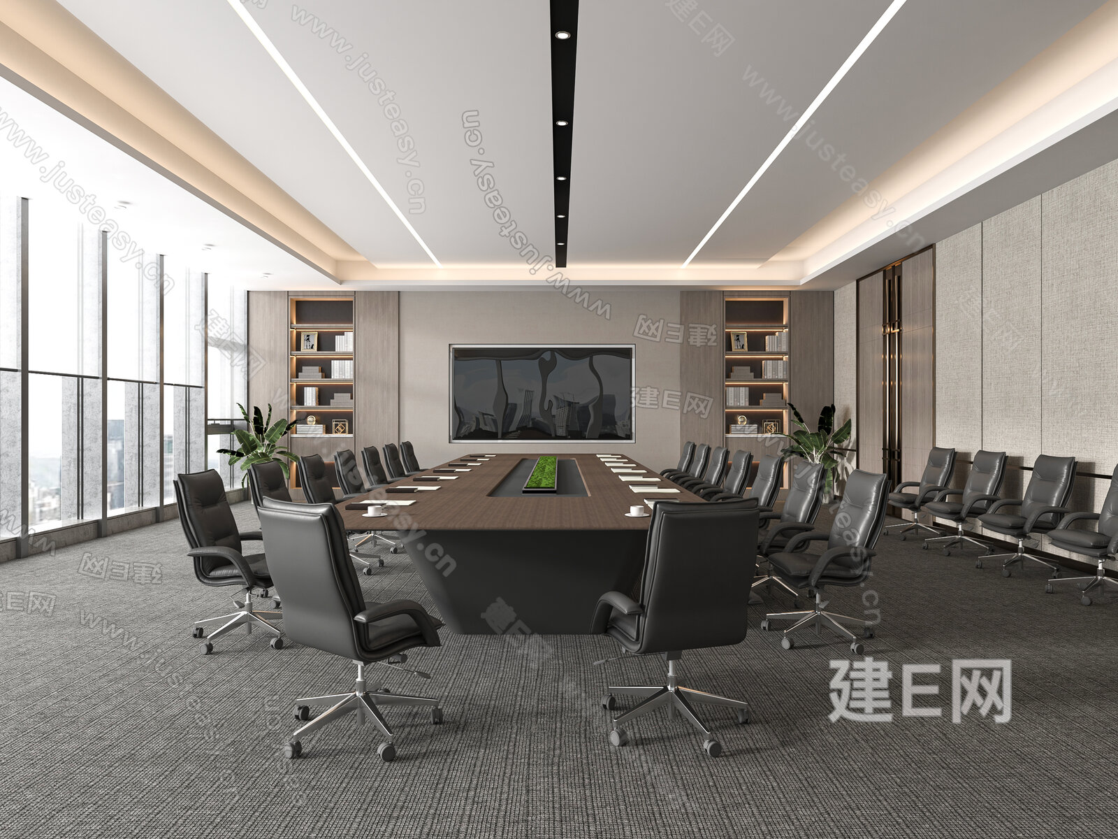 现代会议室3d模型下载[ID:103637293]_建e网3d模型