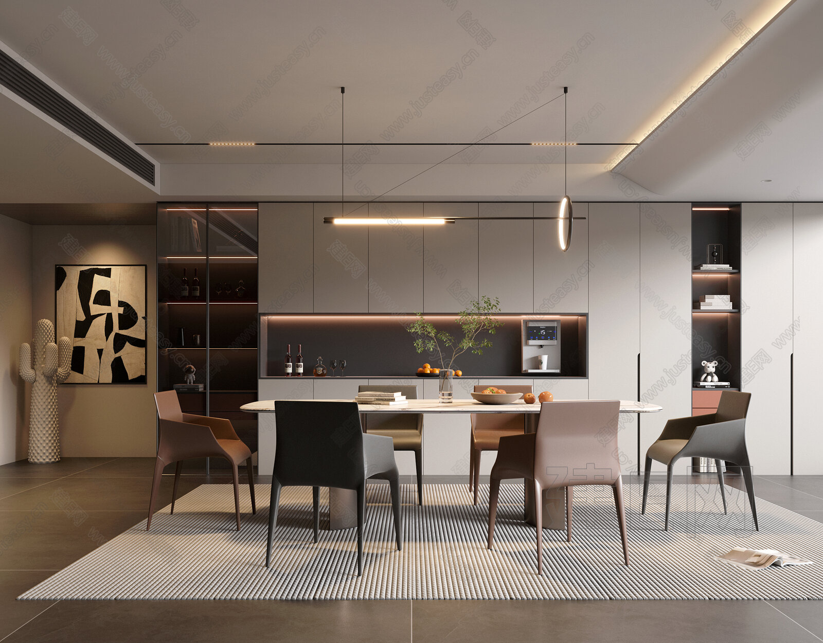 现代餐厅模型SU模型下载[ID:113137583]_建e网su模型