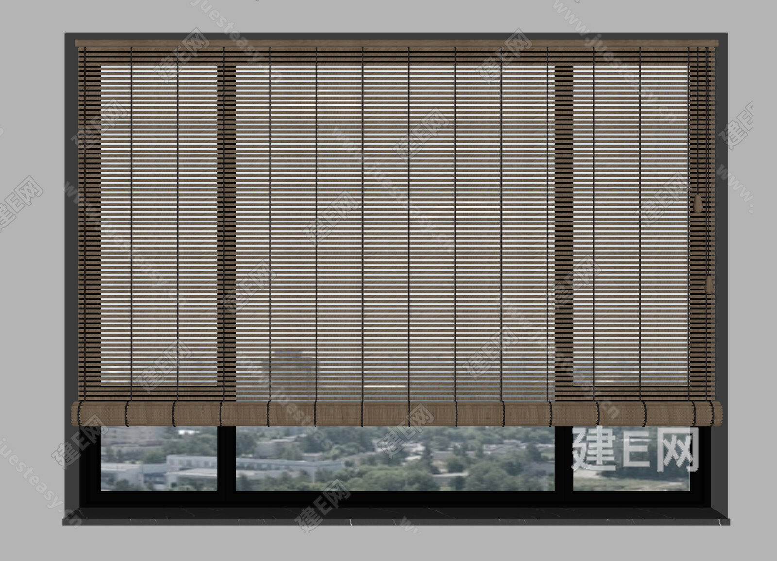 新中式中古拉帘卷帘竹帘模型SU模型下载[ID:106255961]_建e网su模型