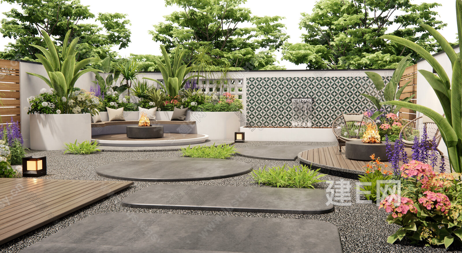 现代别墅庭院花园模型SU模型下载[ID:106780250]_建e网su模型