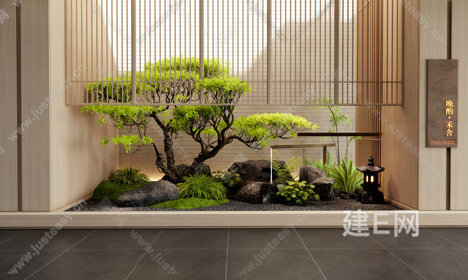 新中式室内景观造景模型SU模型下载[ID:106780380]_建e网su模型