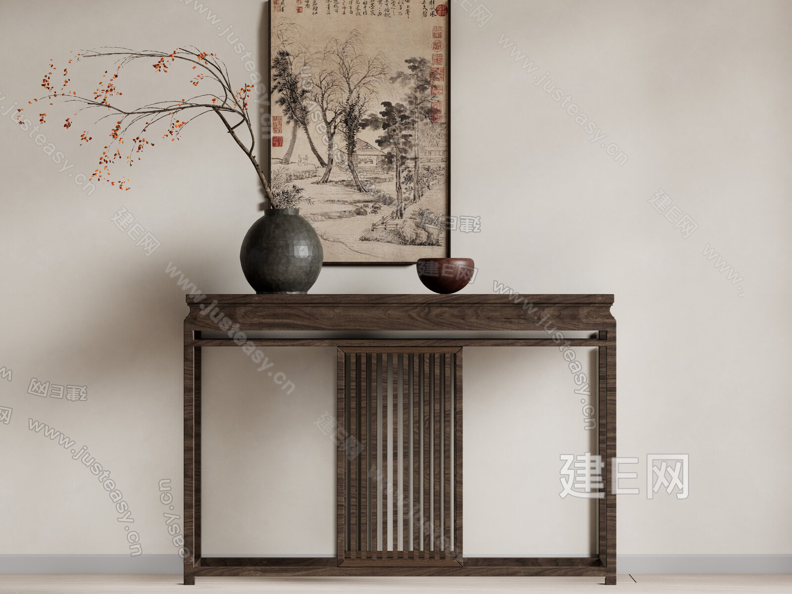 中式案桌 案台模型SU模型下载[ID:106714777]_建e网su模型