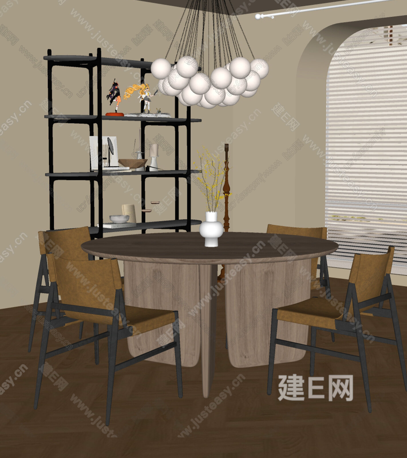 侘寂风餐厅模型SU模型下载[ID:107435547]_建e网su模型