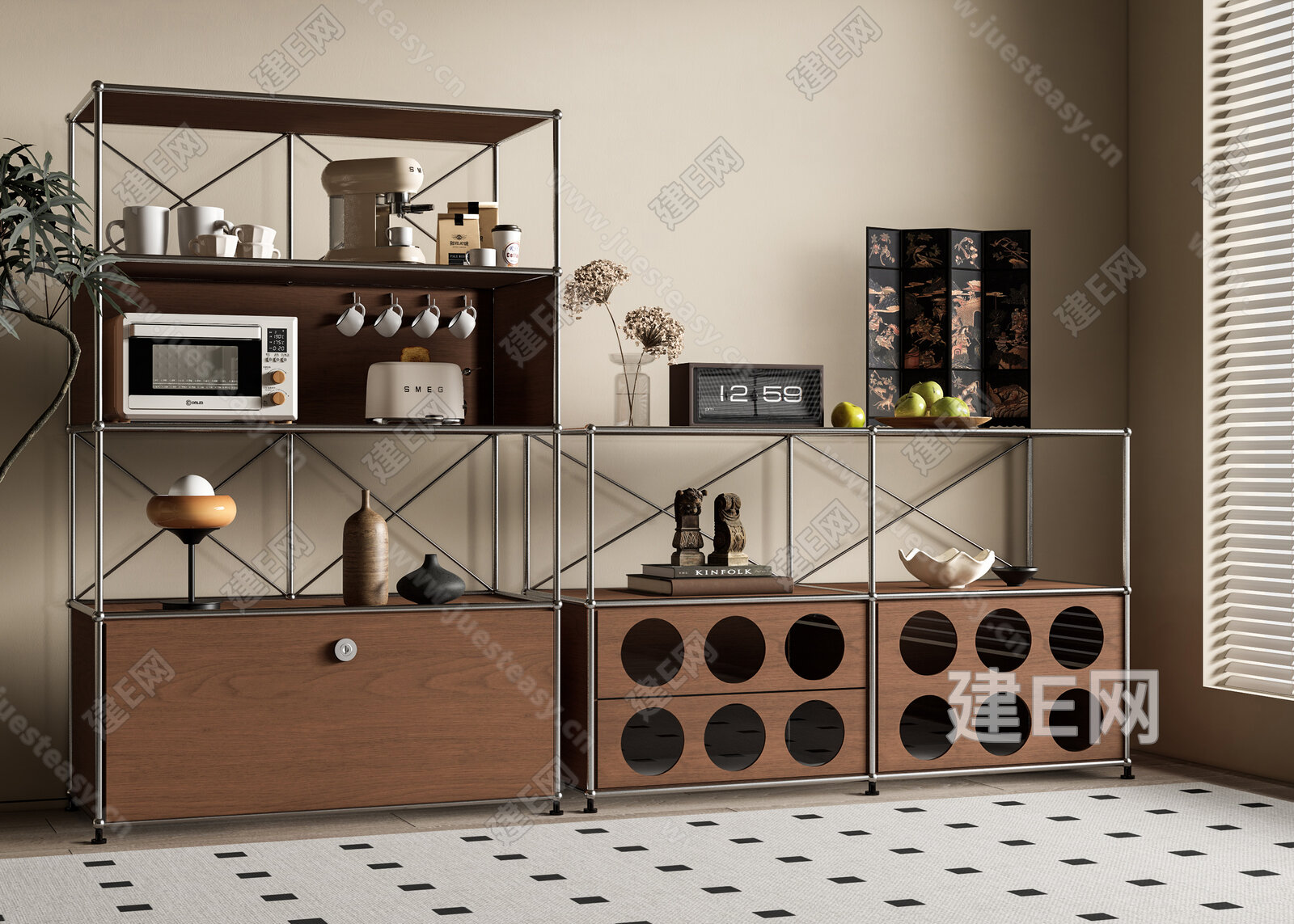 USM现代中古餐边柜 储物柜 装饰柜模型SU模型下载[ID:106977010]_建e网su模型