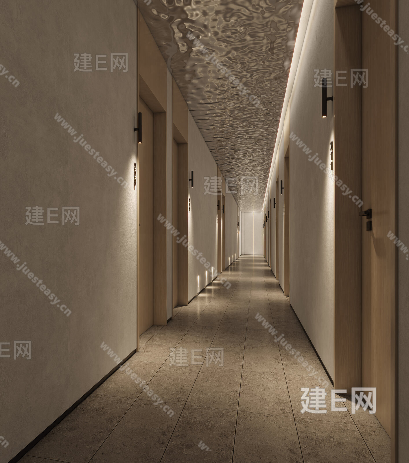 现代酒店过道模型SU模型下载[ID:108811803]_建e网su模型