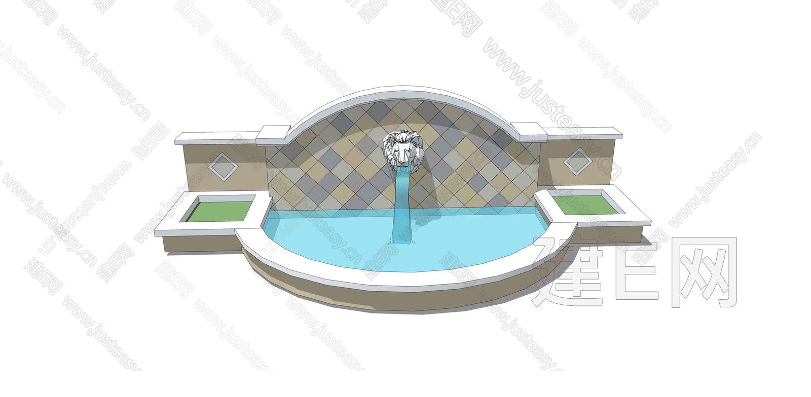欧式水景喷泉模型SU模型下载[ID:109008488]_建e网su模型