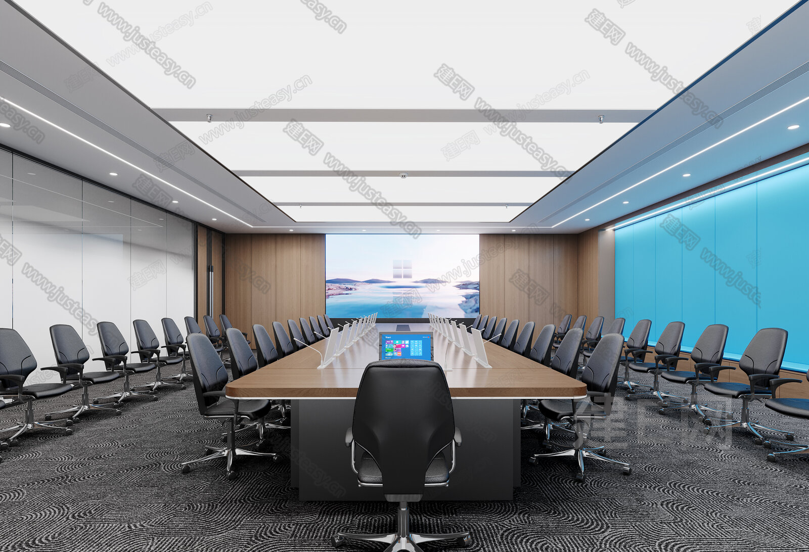 现代会议室3d模型下载[ID:110190907]_建e网3d模型