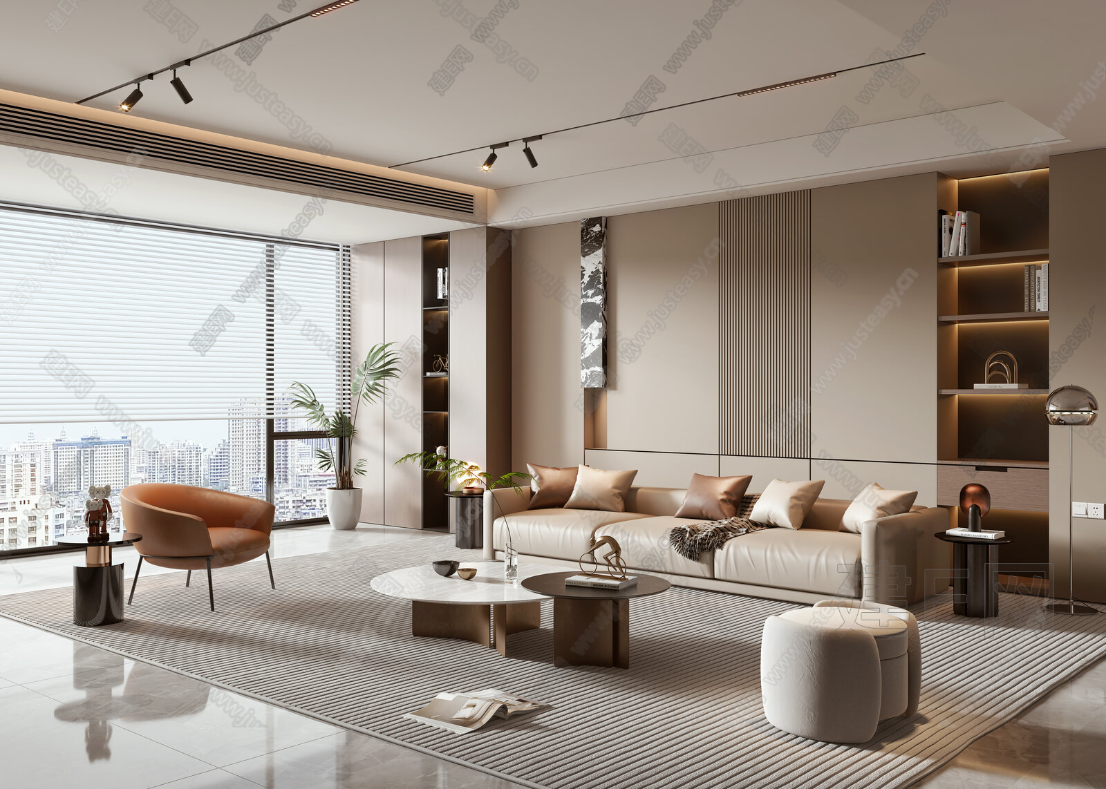 现代客厅模型SU模型下载[ID:101406376]_建e网su模型