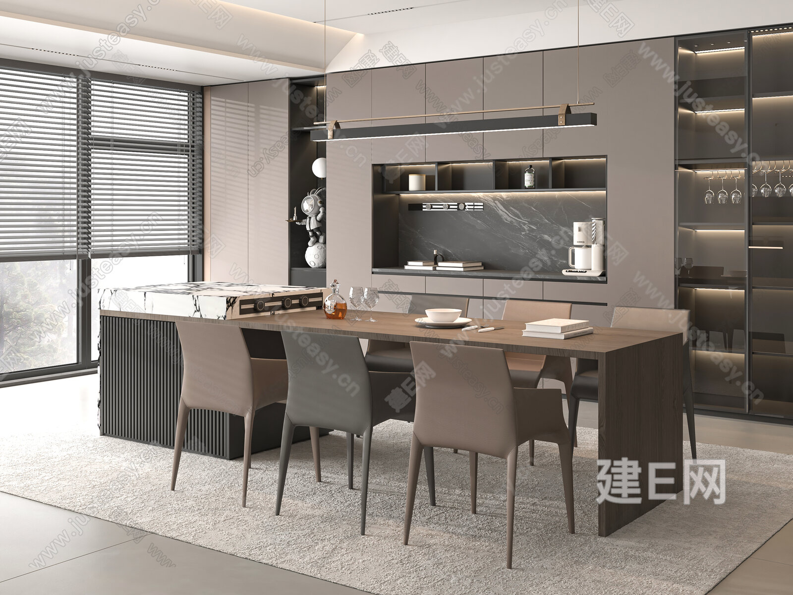现代餐厅模型SU模型下载[ID:115365597]_建e网su模型