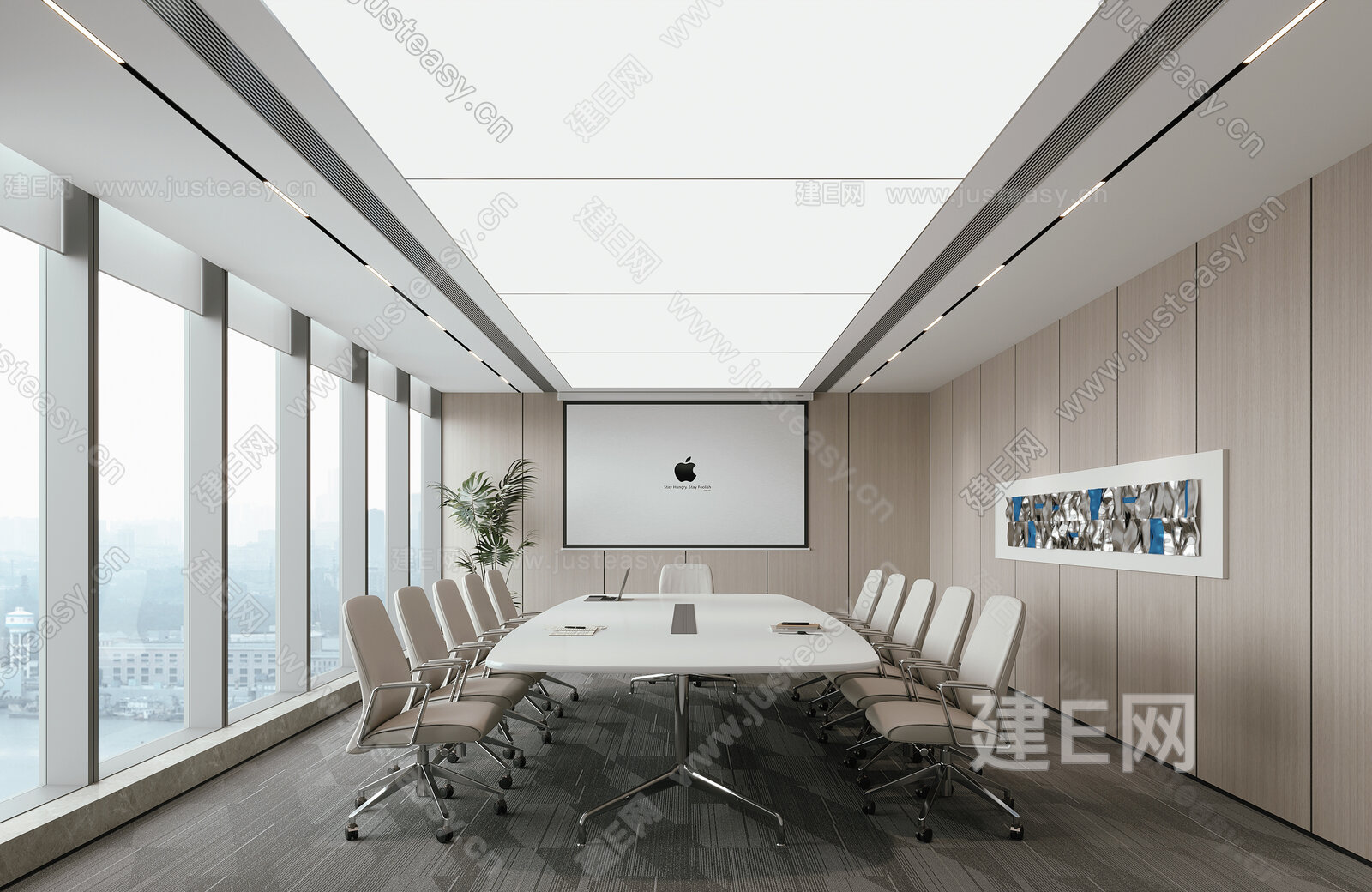 现代会议室模型SU模型下载[ID:116020882]_建e网su模型