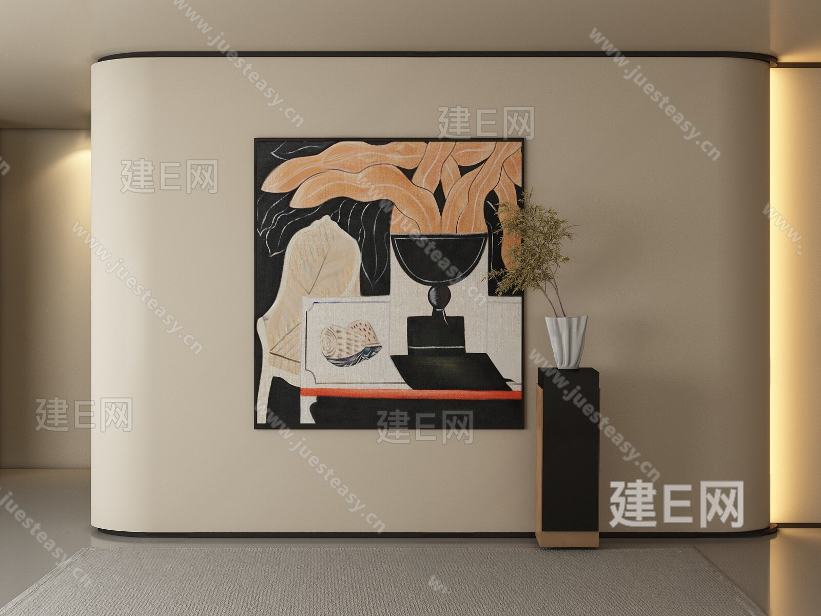 现代中古风格装饰画挂画 拷贝模型SU模型下载[ID:117134864]_建e网su模型