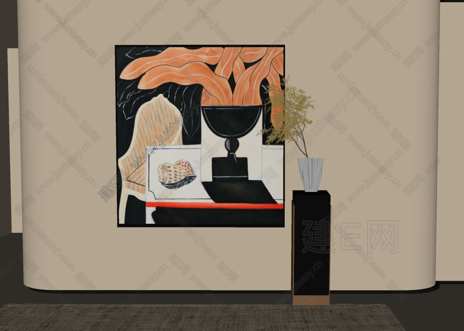 现代中古风格装饰画挂画 拷贝模型SU模型下载[ID:117134864]_建e网su模型